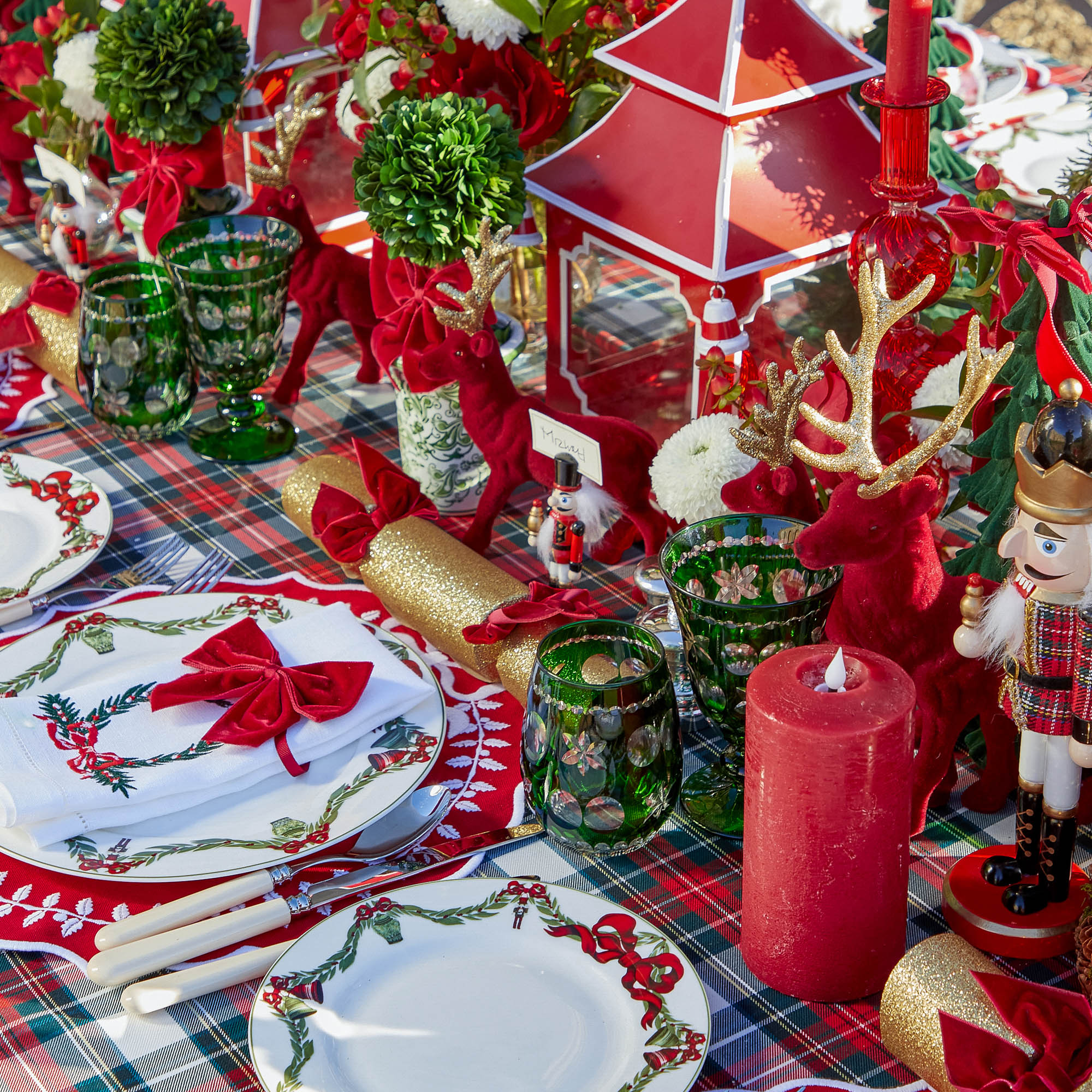 Red LED Pillar Candles (Pair) - 15cm