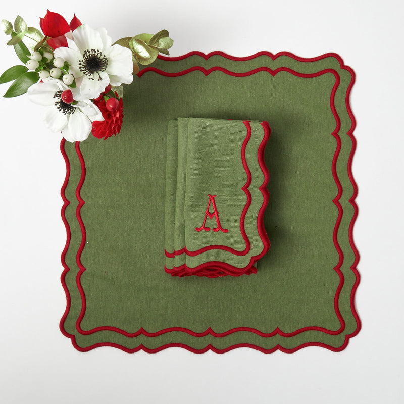 Green Napkin Set with Contrast Edges - Set of 2 or 4 – My Kitchen