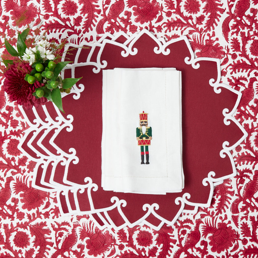 White Embroidered Jolly Nutcracker Napkins (Set of 4) – Mrs. Alice