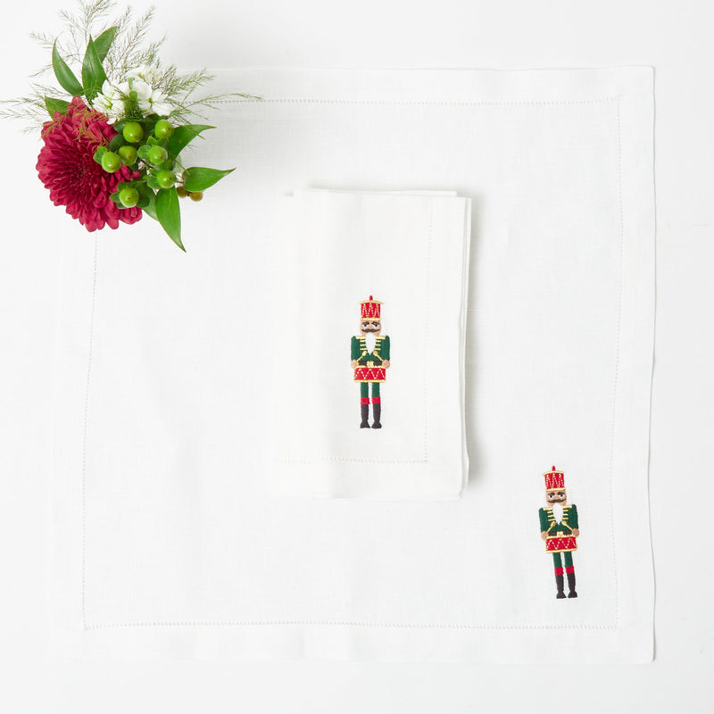 White Embroidered Jolly Nutcracker Napkins (Set of 4) – Mrs. Alice