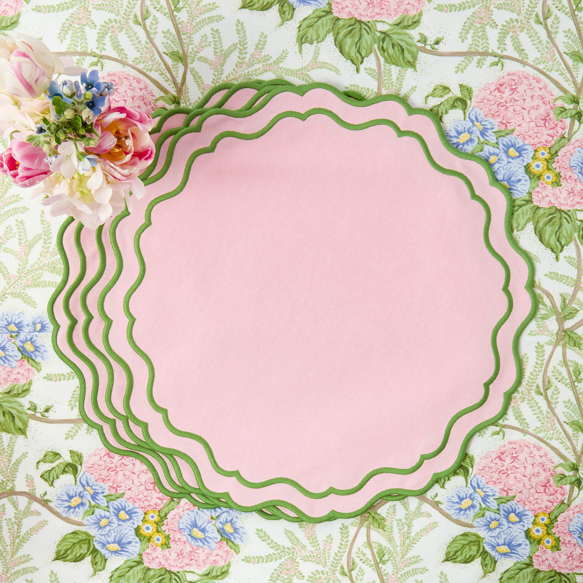 Katherine Pink & Green Placemats & Napkins (Set of 4)