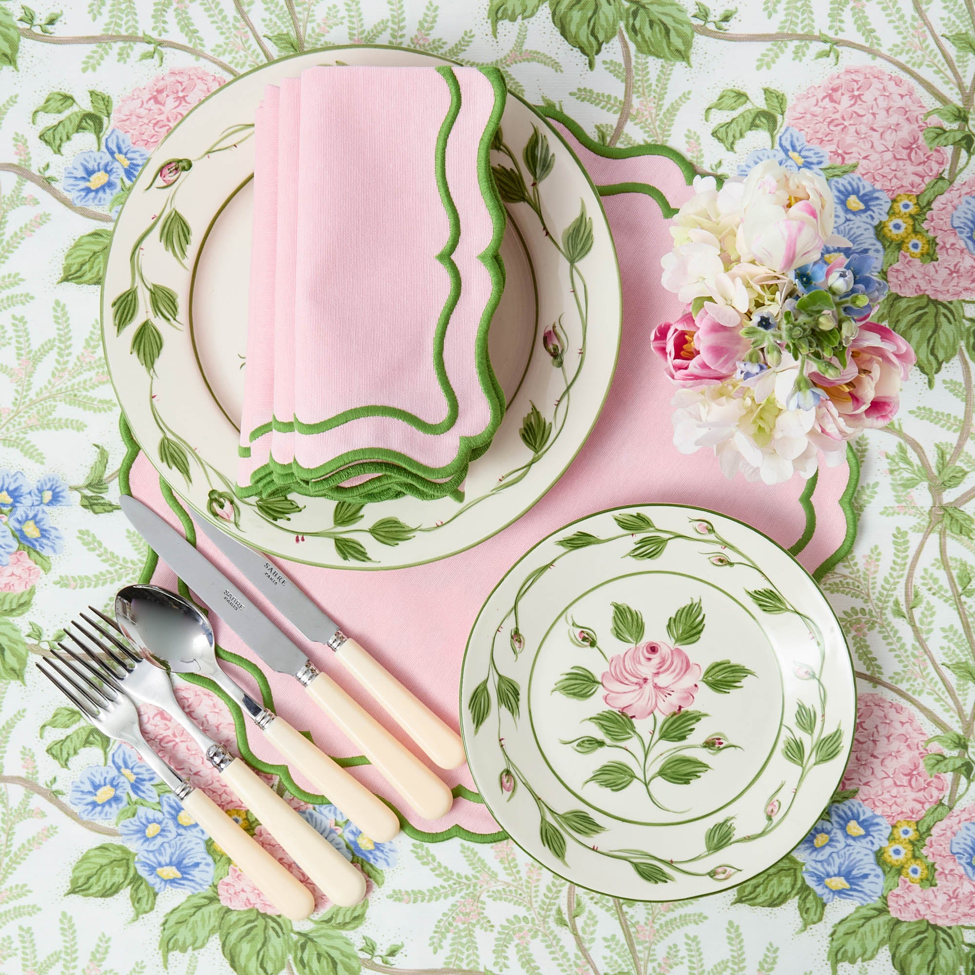 Katherine Pink & Green Placemats & Napkins (Set of 4)