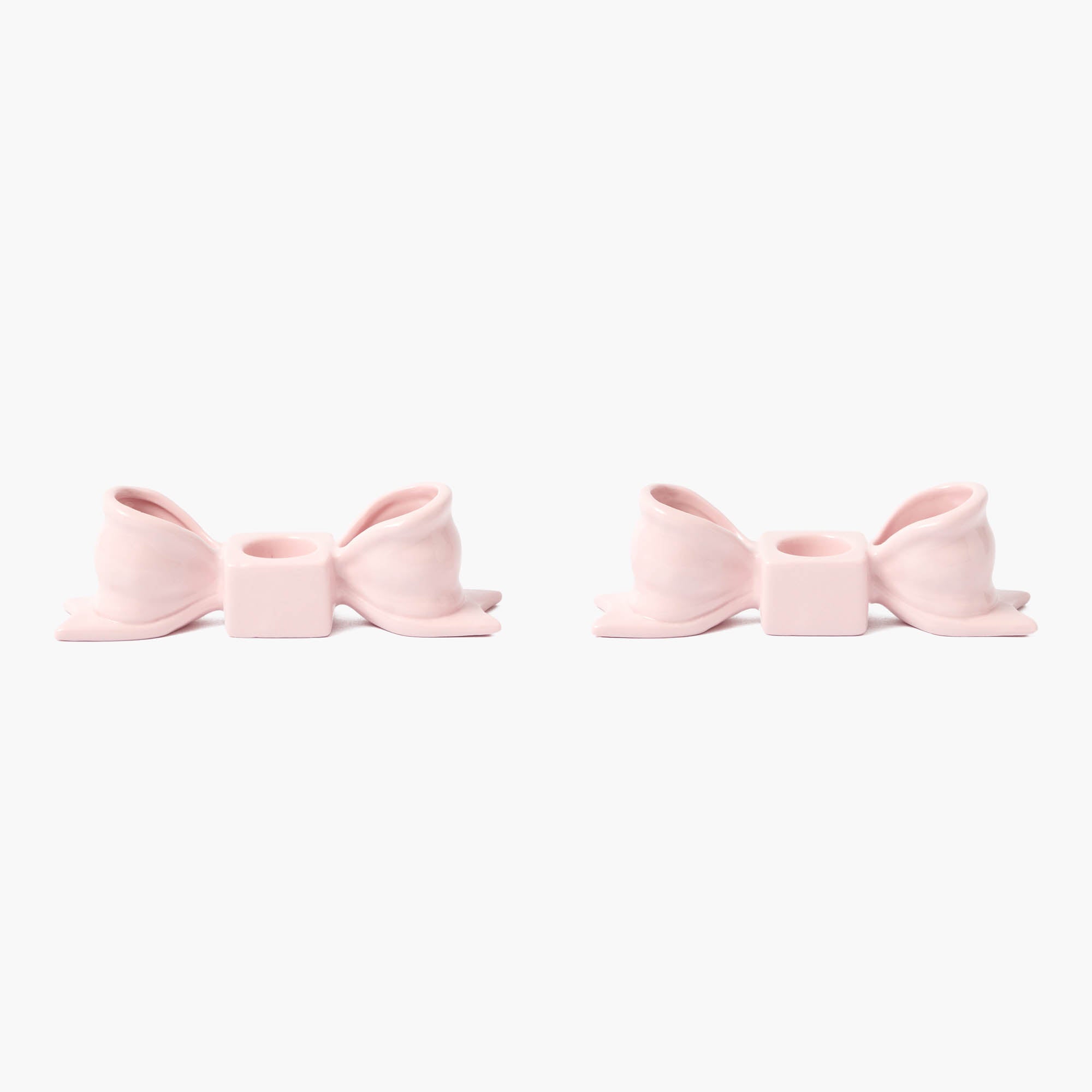 Petal Pink Ceramic Bow Candle Holder (Pair)