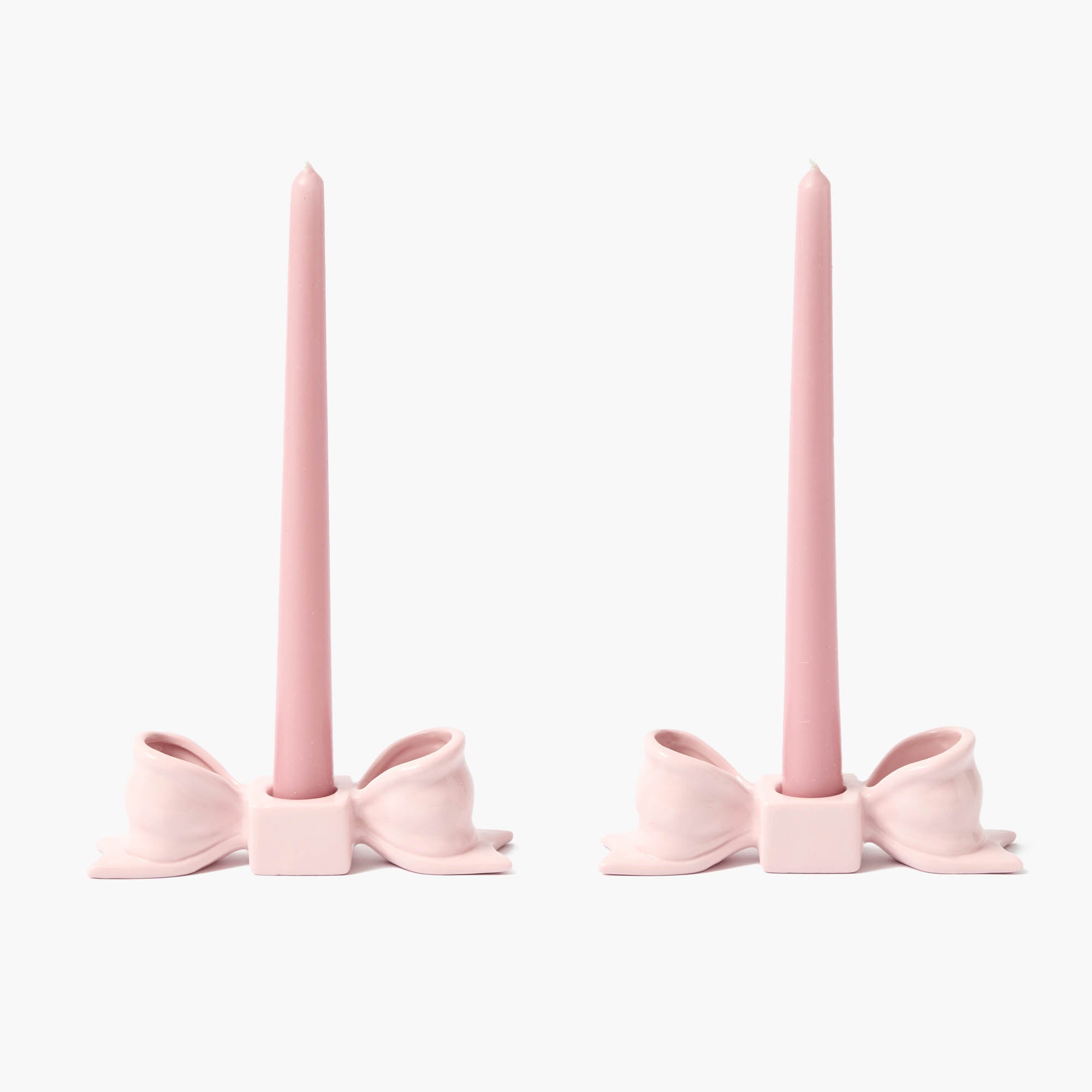 Petal Pink Ceramic Bow Candle Holder (Pair)