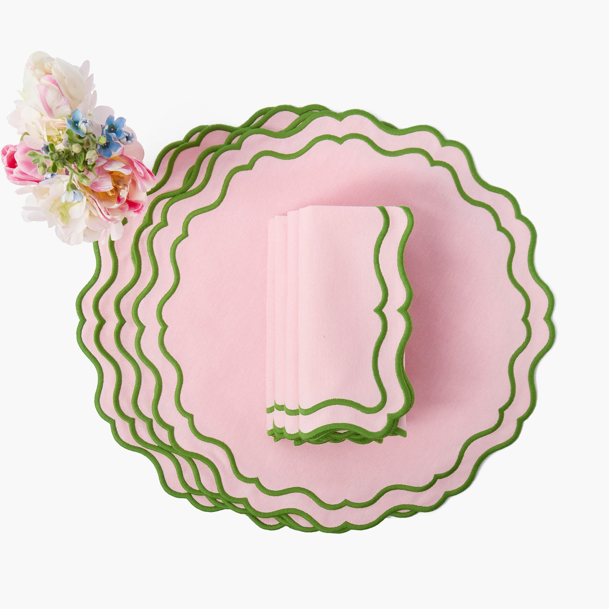 Katherine Pink & Green Placemats & Napkins (Set of 4)