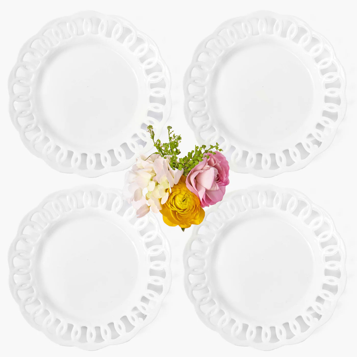 White Lace Dinner Plates (Set of 4)