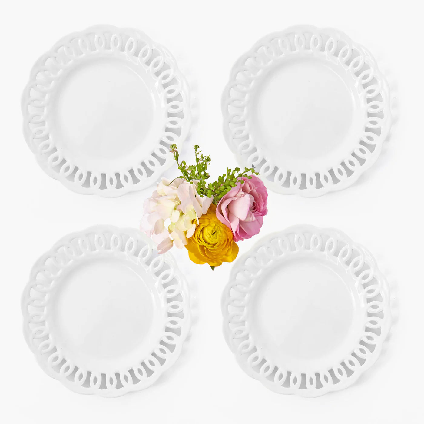 White Lace Starter Plates (Set of 4)