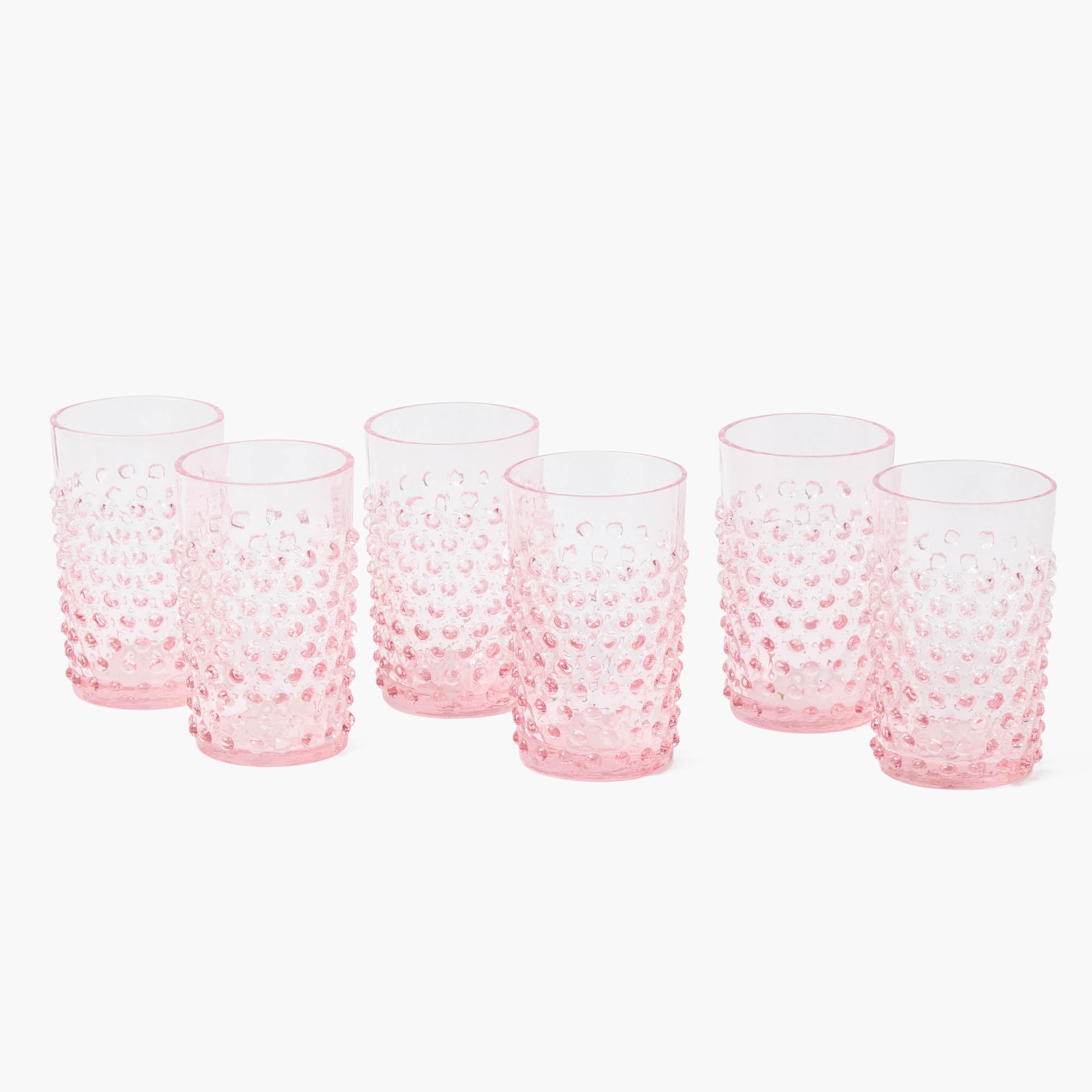 Small Rose Pink Hobnail Jug & Glasses (Set of 6)