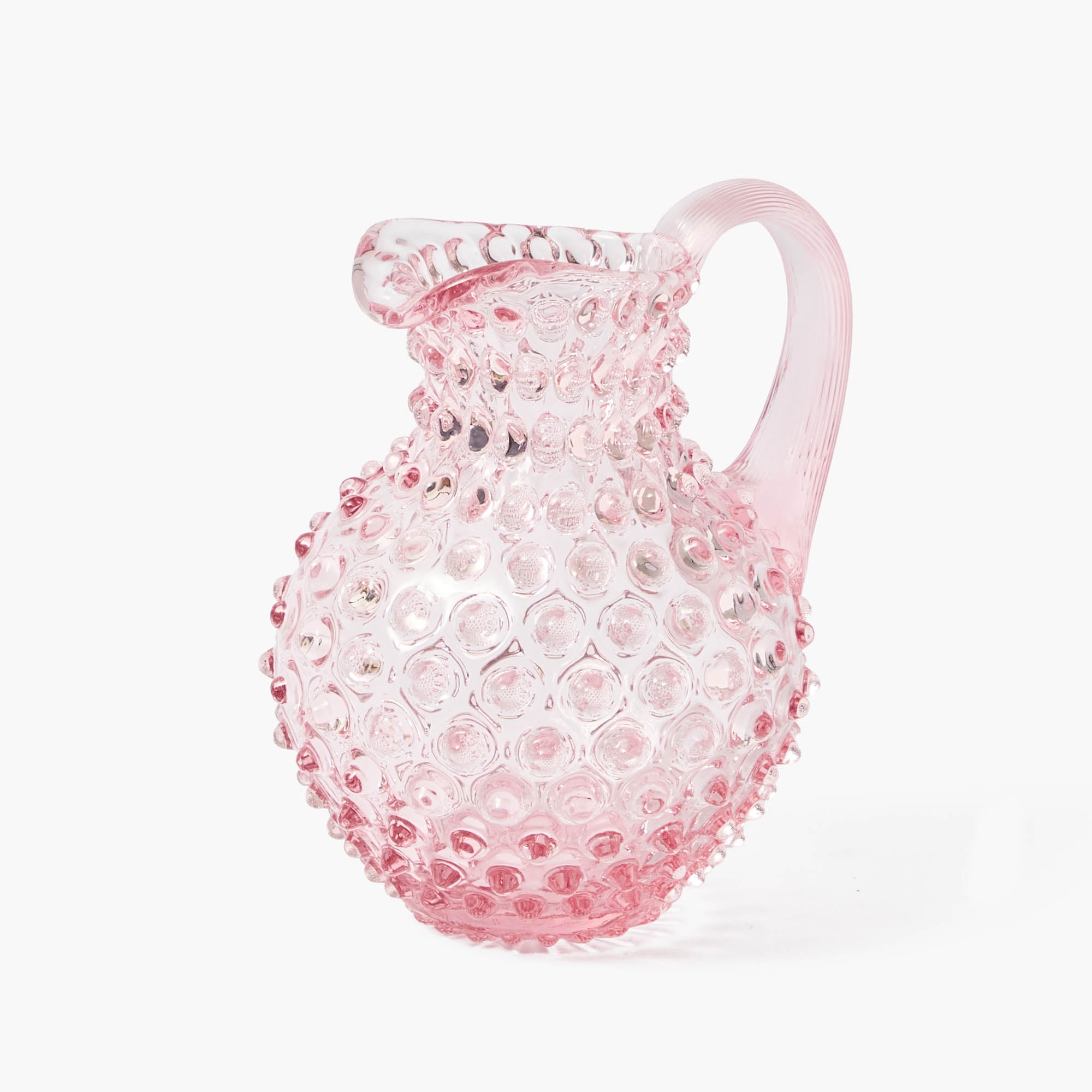 Small Rose Pink Hobnail Jug & Glasses (Set of 6)