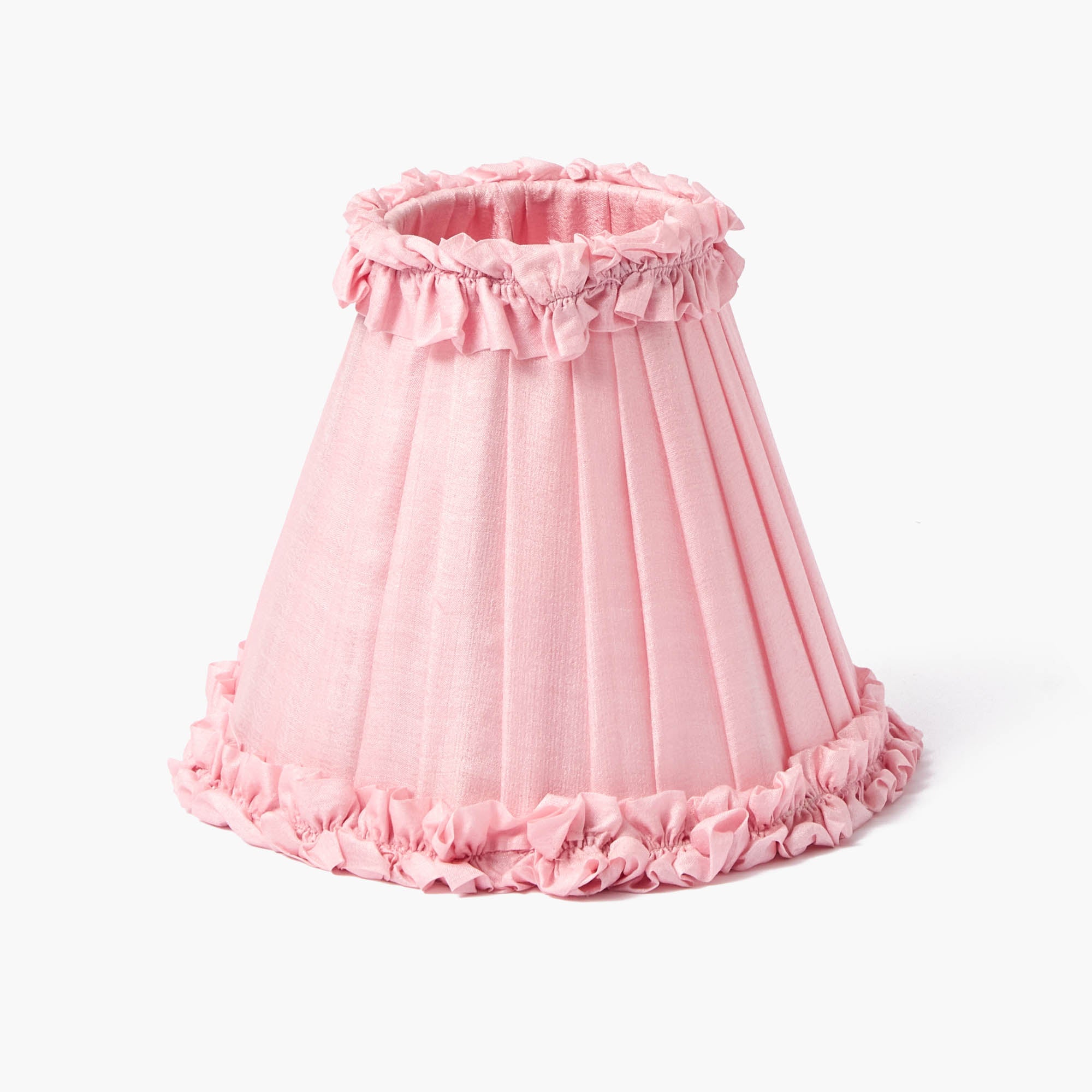 Edie Tall Rechargeable Lamp with Pale Pink Frilled Silk Shade (18cm)