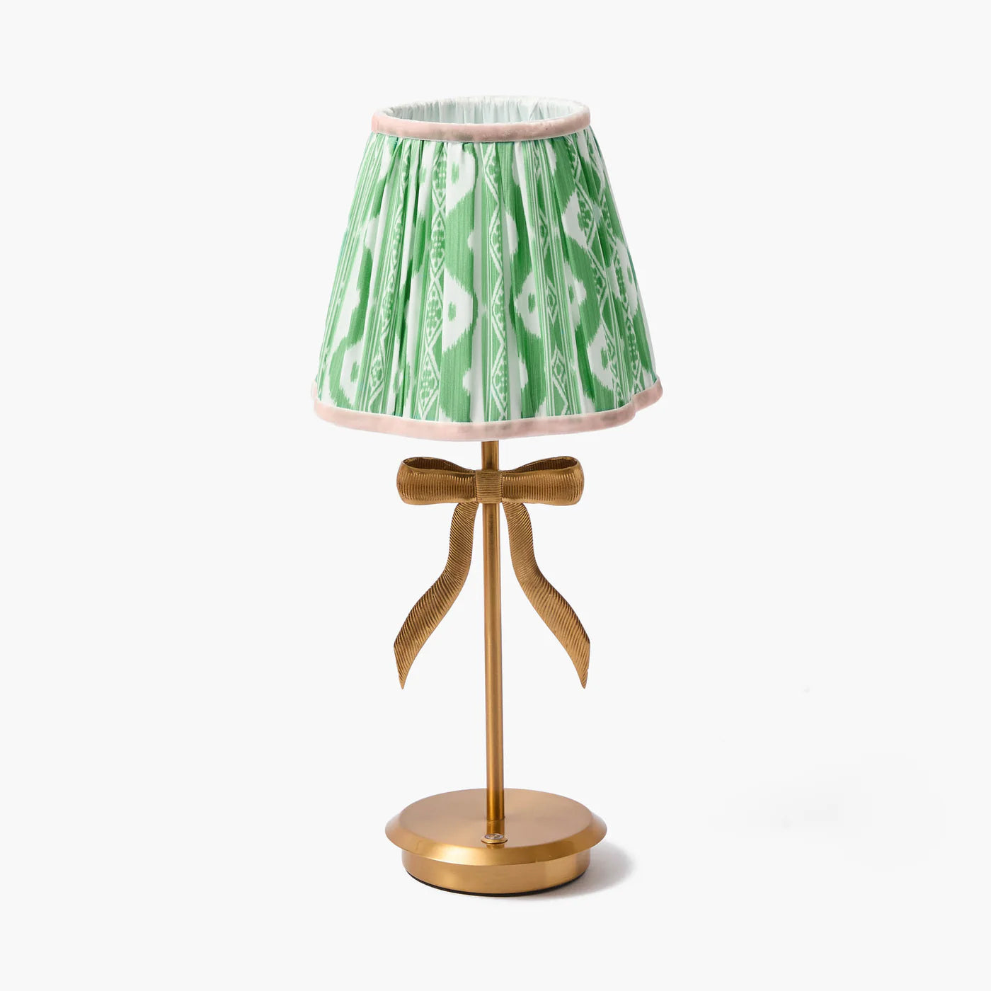 Marilyn Bow Rechargeable Lamp with Green & Pink Ikat Shade (18cm)