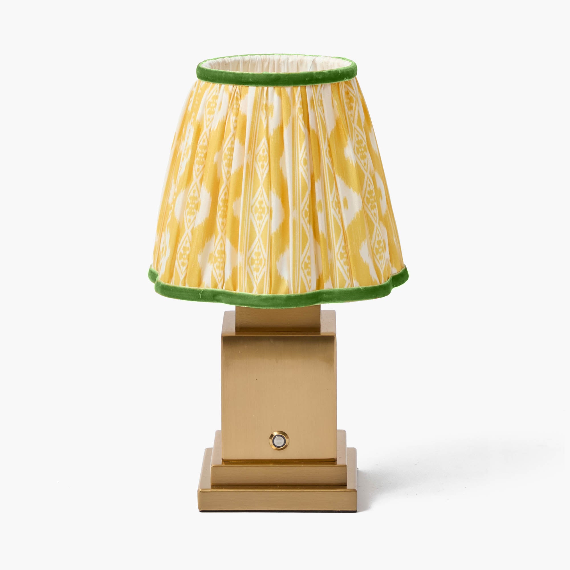 Rechargeable Lamp with Yellow & Green Ikat Shade (18cm)