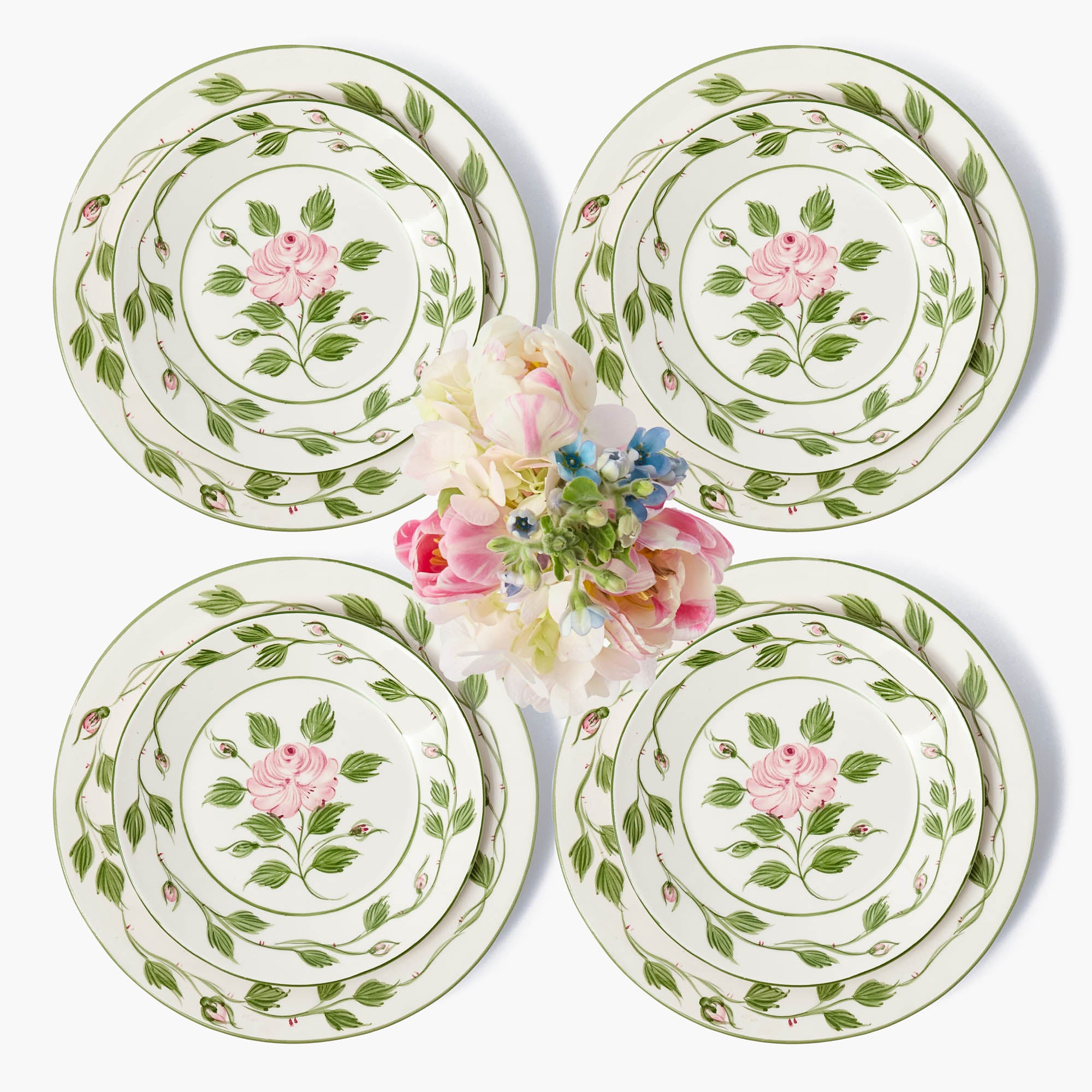 Rose Bud Dinner & Starter Plates (Set of 8)