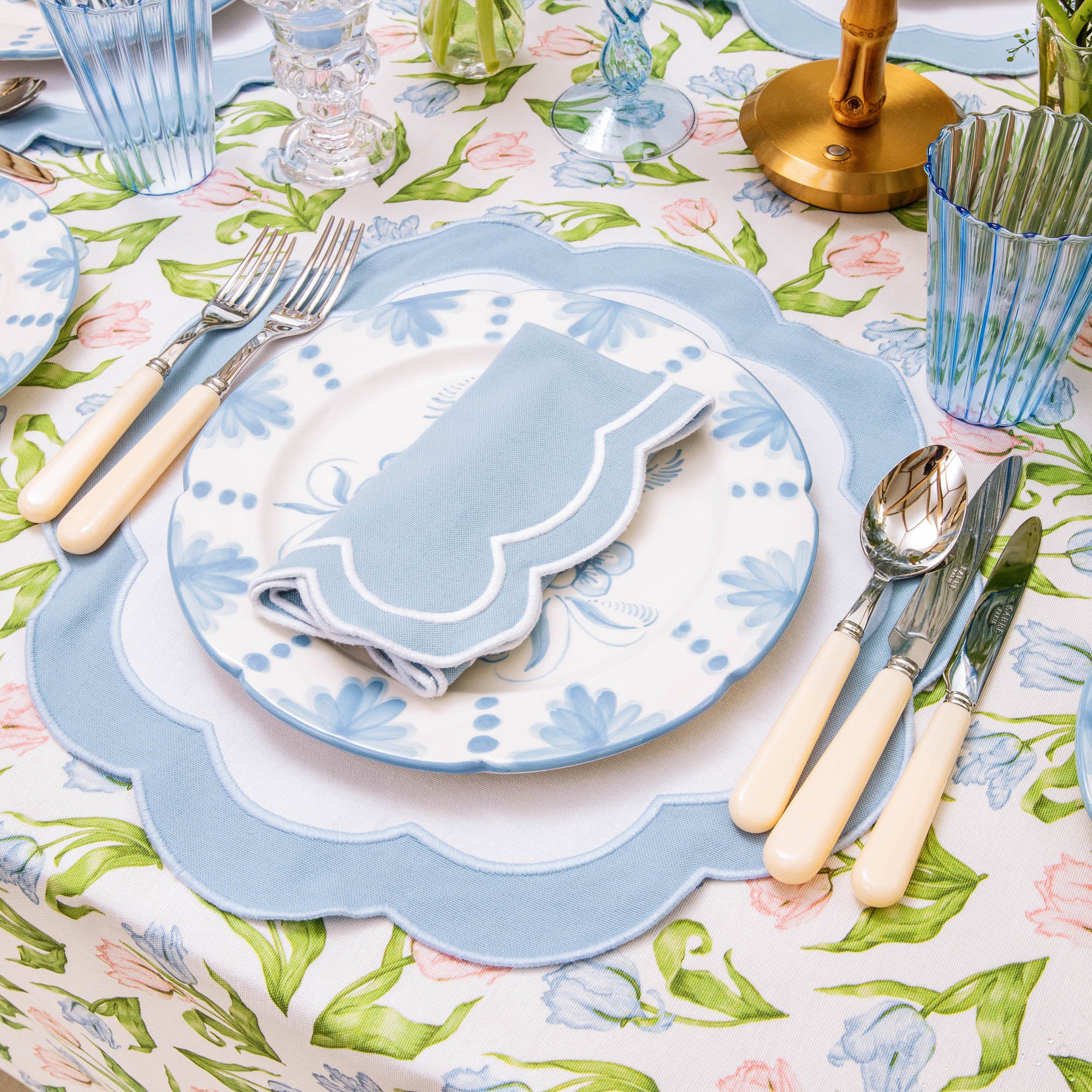 Serena Appliqué Blue Placemats (Set of 4)