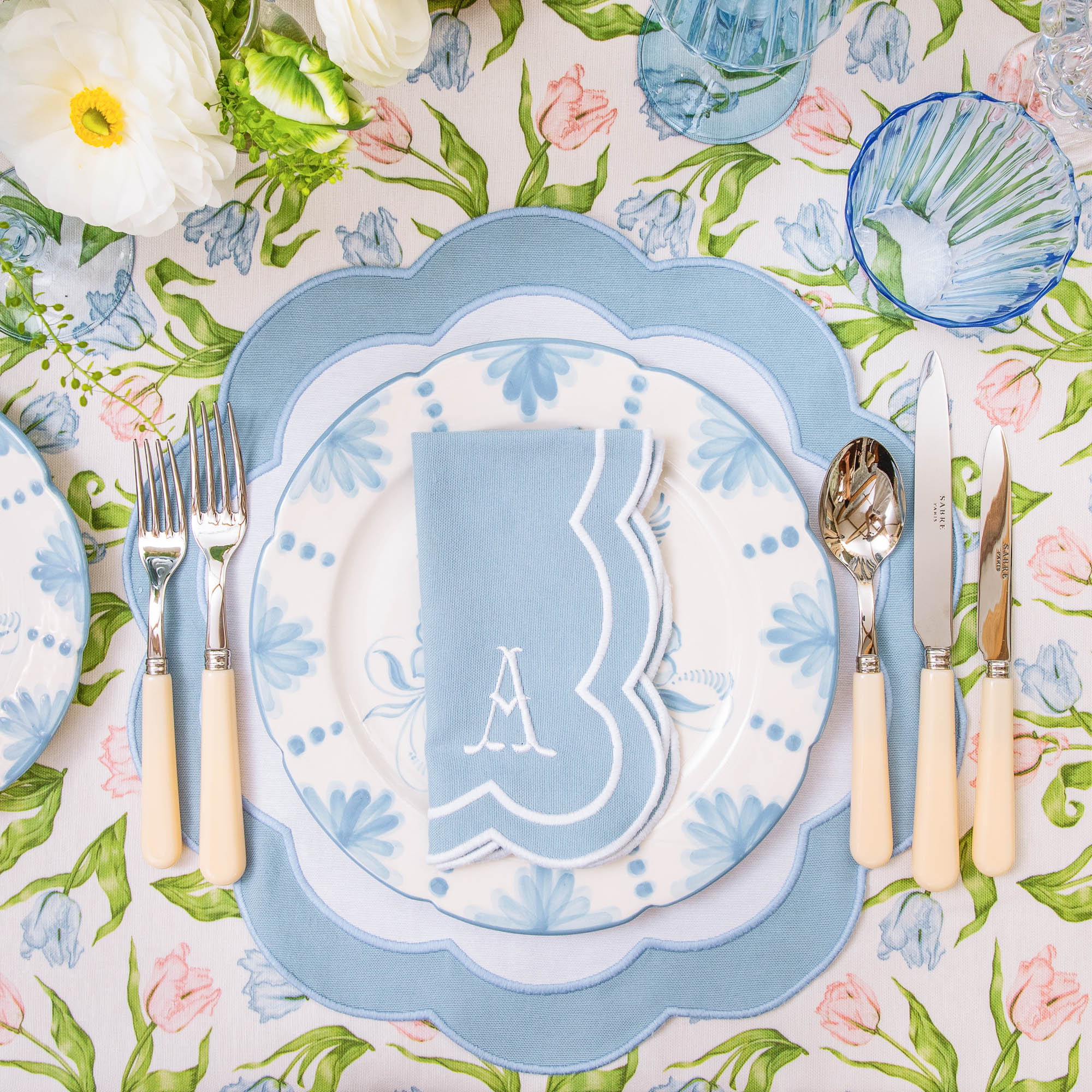 Serena Appliqué Blue Placemats (Set of 4)