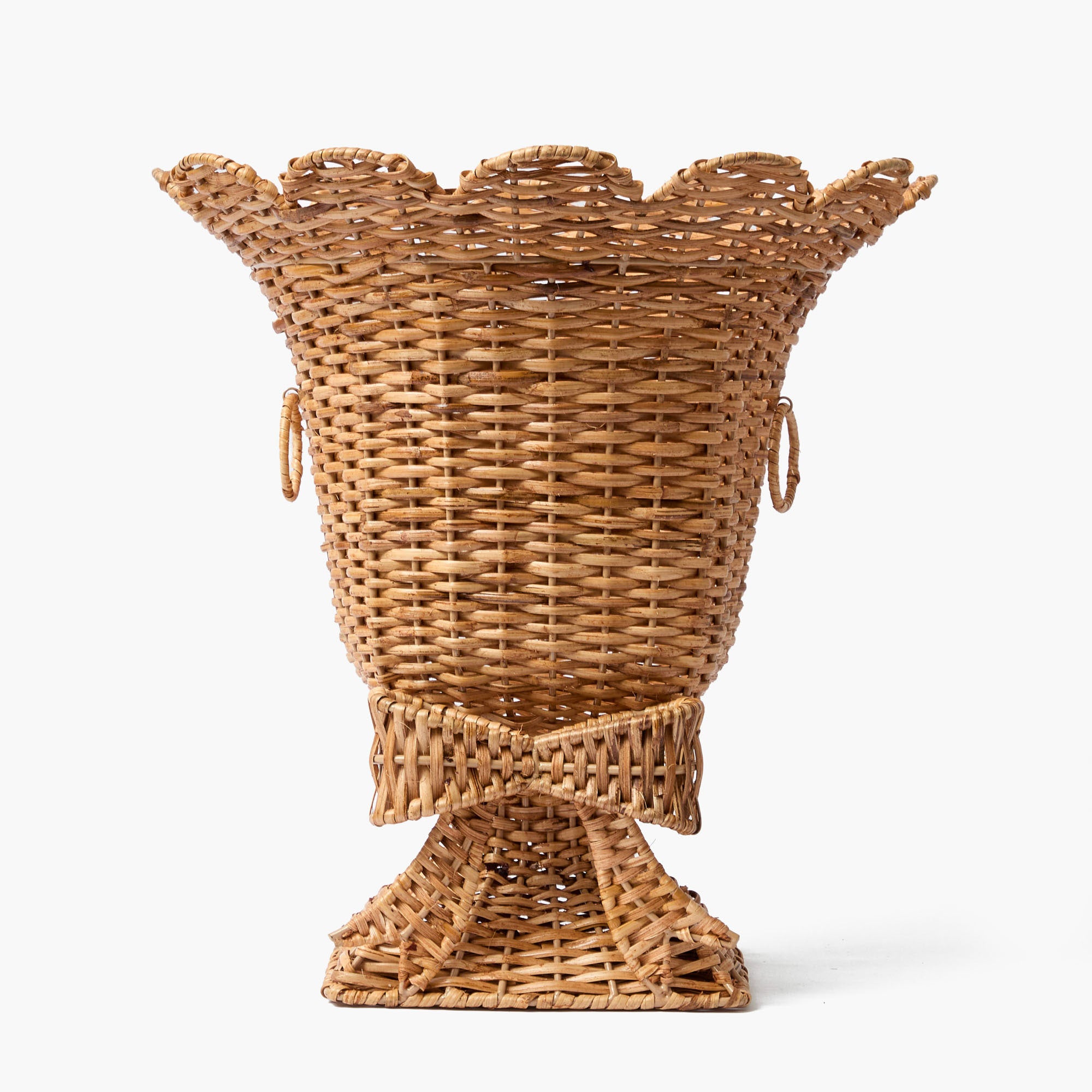 Liliana Bow Scalloped Rattan Urn