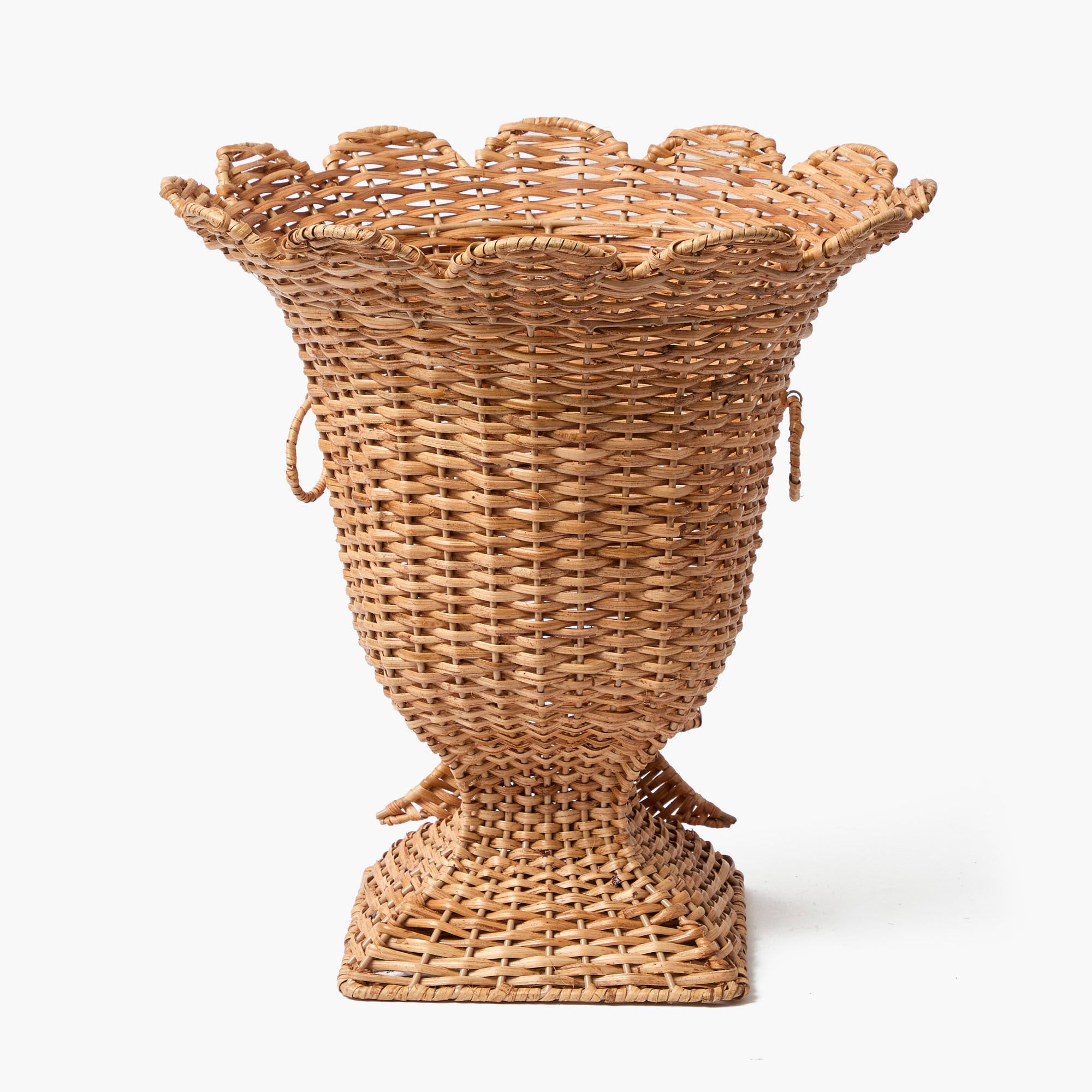 Liliana Bow Scalloped Rattan Urn