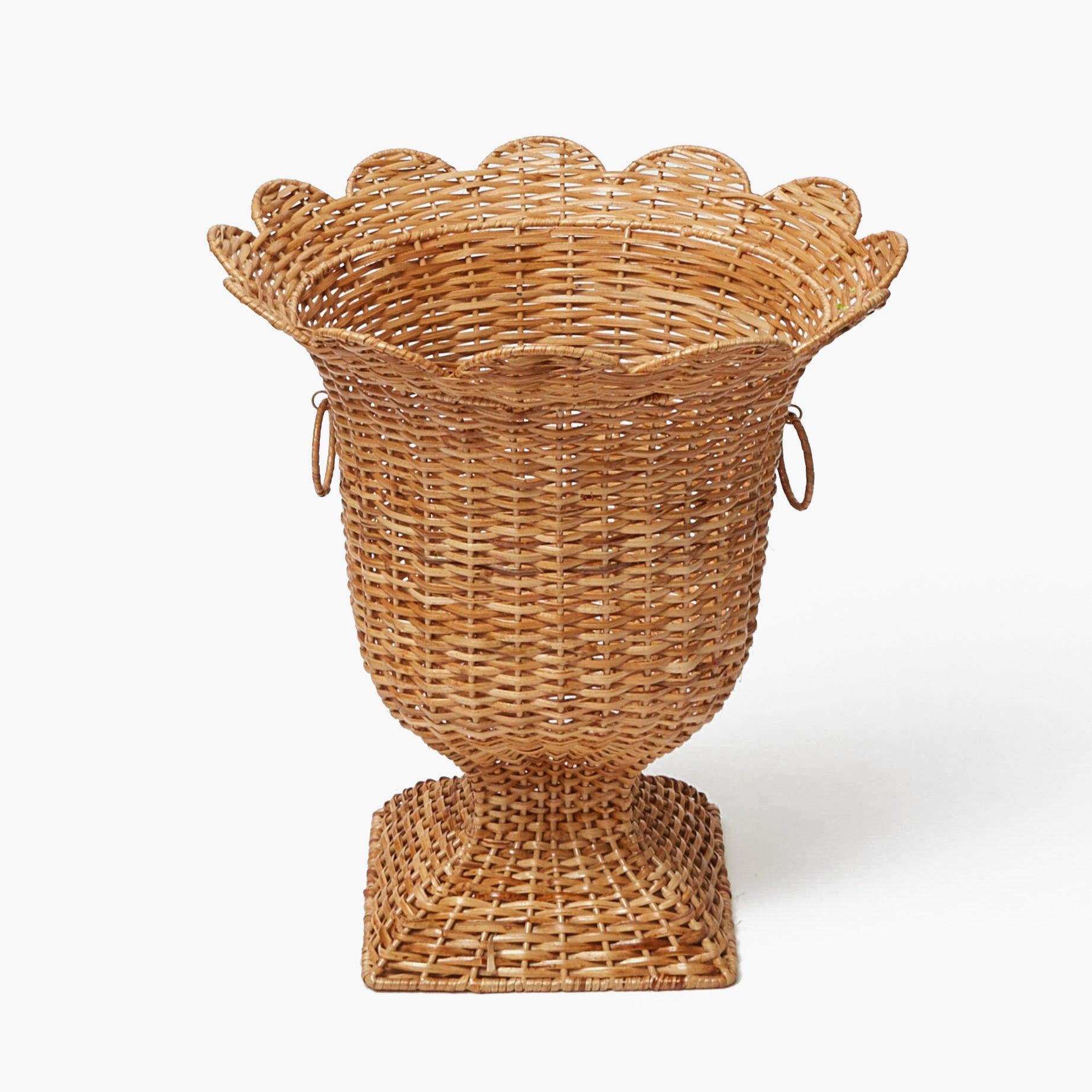 Liliana Scalloped Rattan Urn