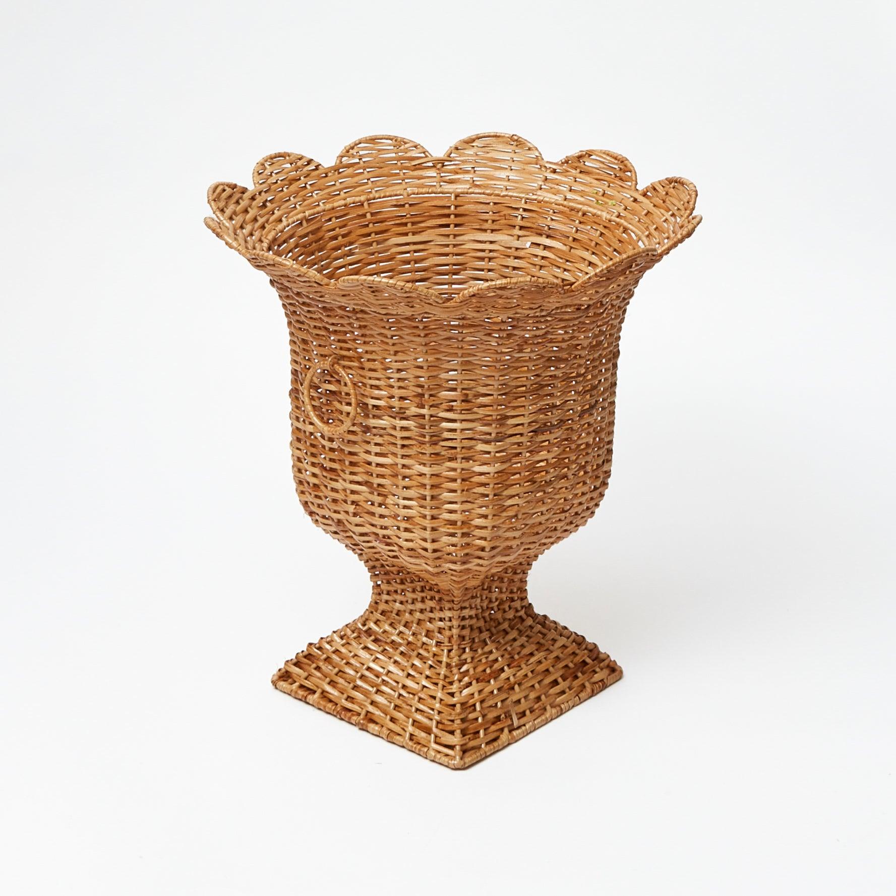 Liliana Scalloped Rattan Urn - Mrs. Alice