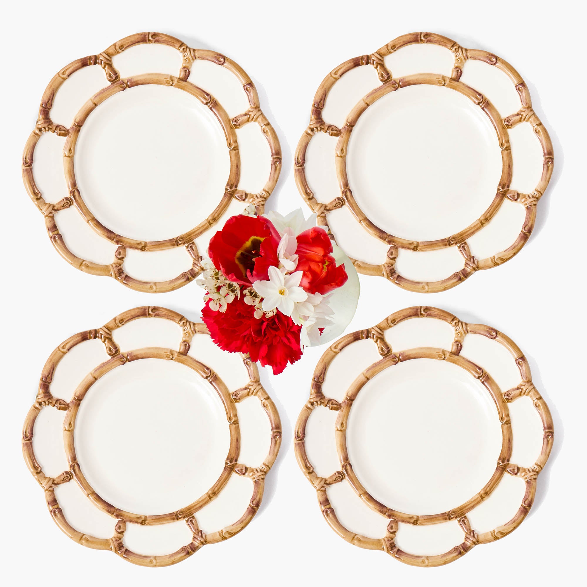 Petal Bamboo Ceramic Dinner Plates (Set of 4)