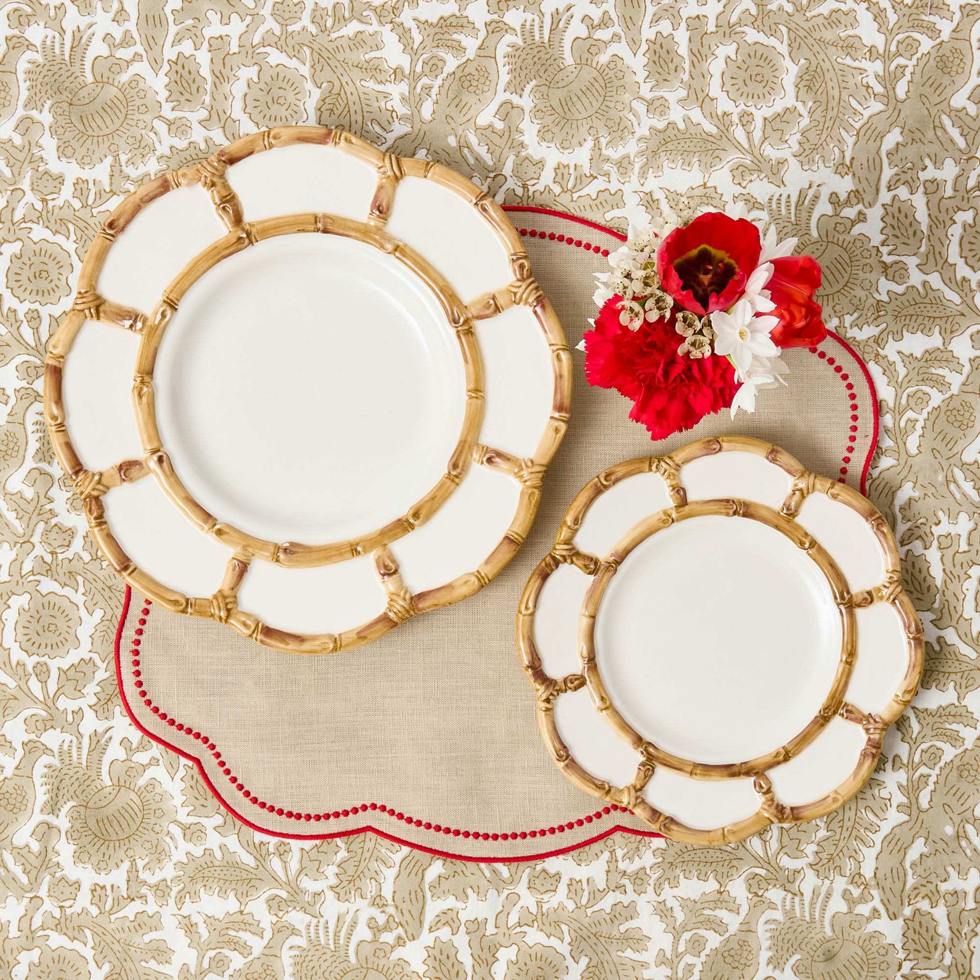 Petal Bamboo Ceramic Dinner Plates (Set of 4)