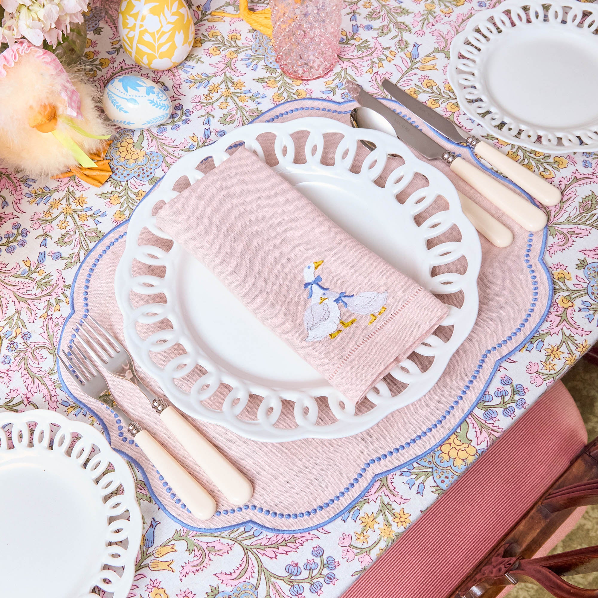 Eloise Pink & Blue Placemats & Lucy Goose Napkins (Set of 4)