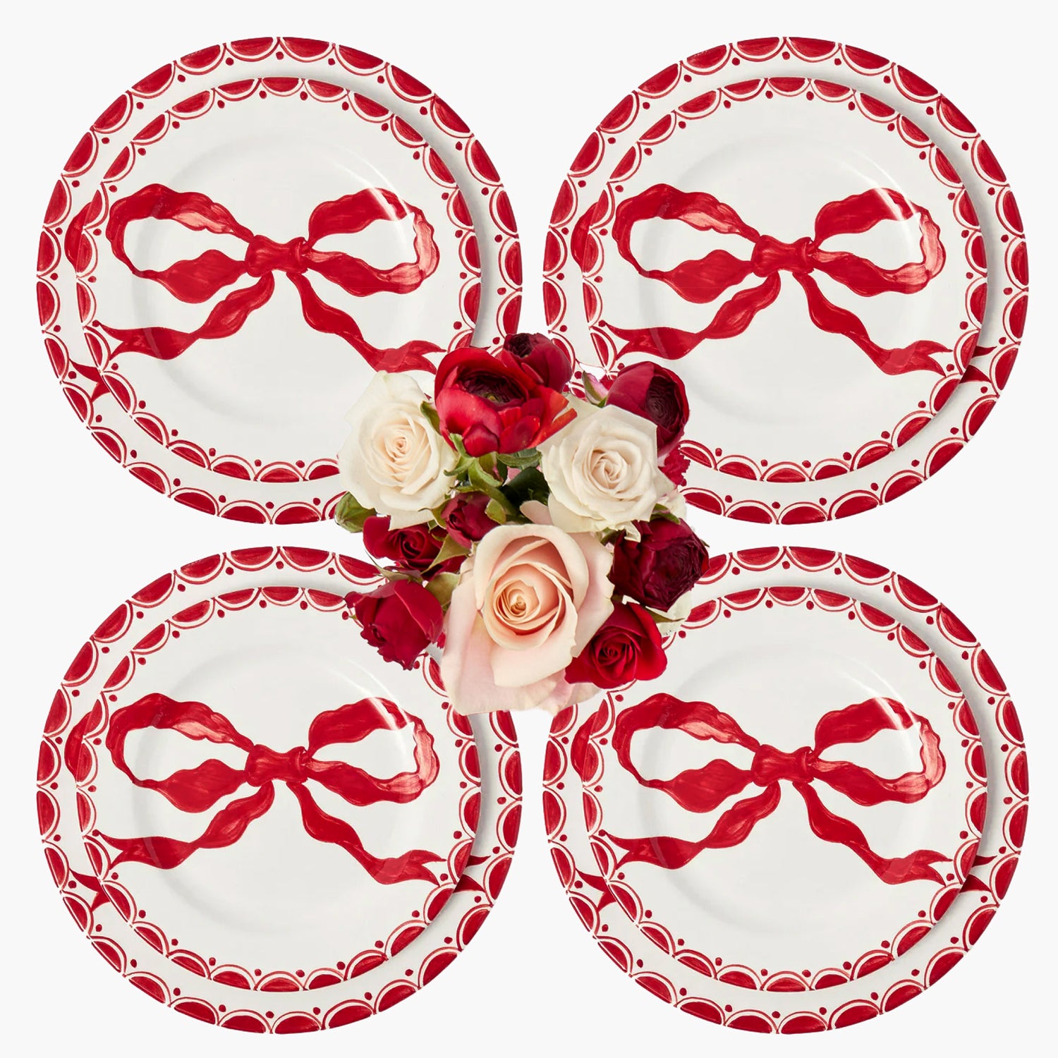 Marilyn Red Bow Dinner & Starter Plates (Set of 8)