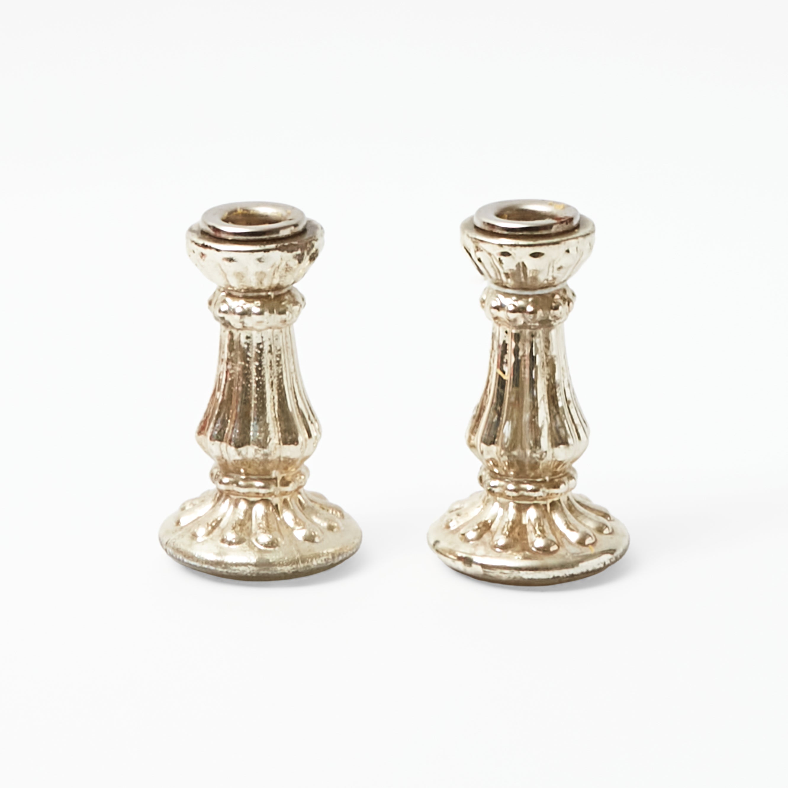 Baroque Mercury Candle Holders (Pair)