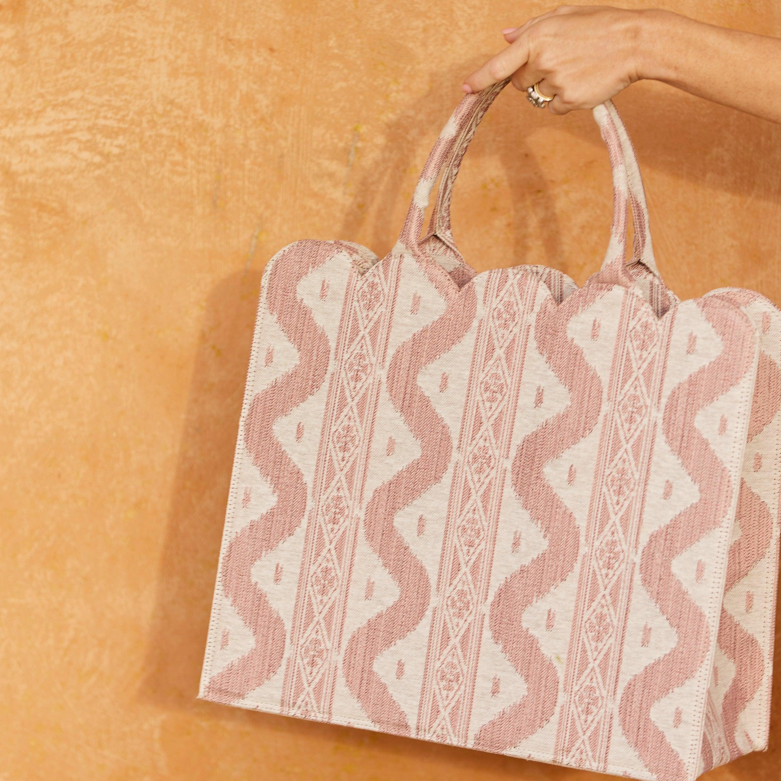 Mrs. Alice Tote Bag (Pink Ikat) - Mrs. Alice