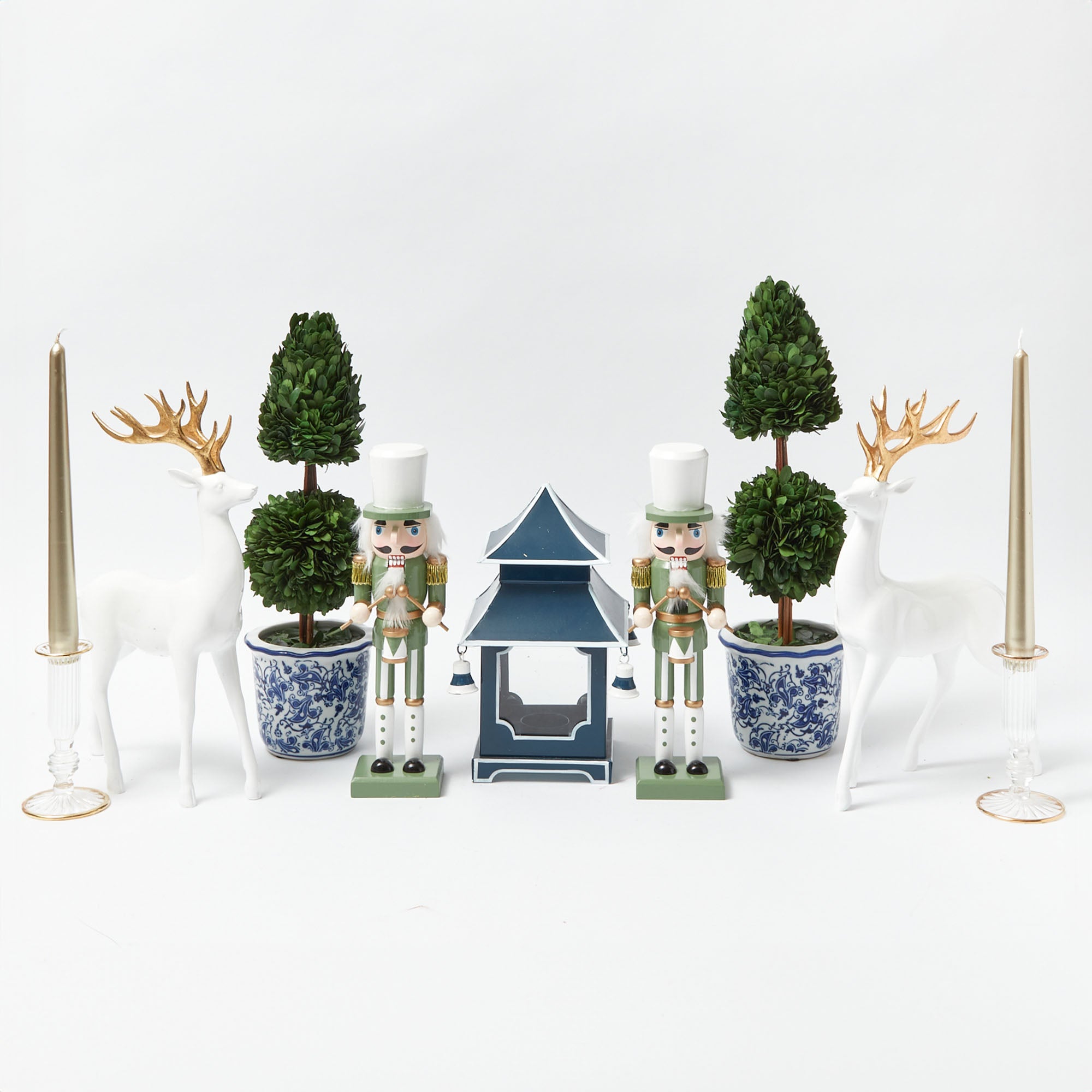 Enjoy a traditional and whimsical vibe with these Soft Green Nutcracker figurines.