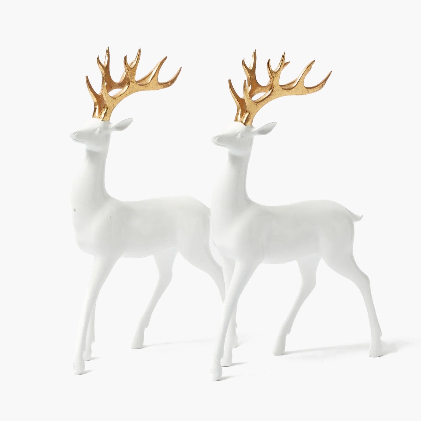 Large White Reindeer with Gold Antlers (Pair) - 45cm