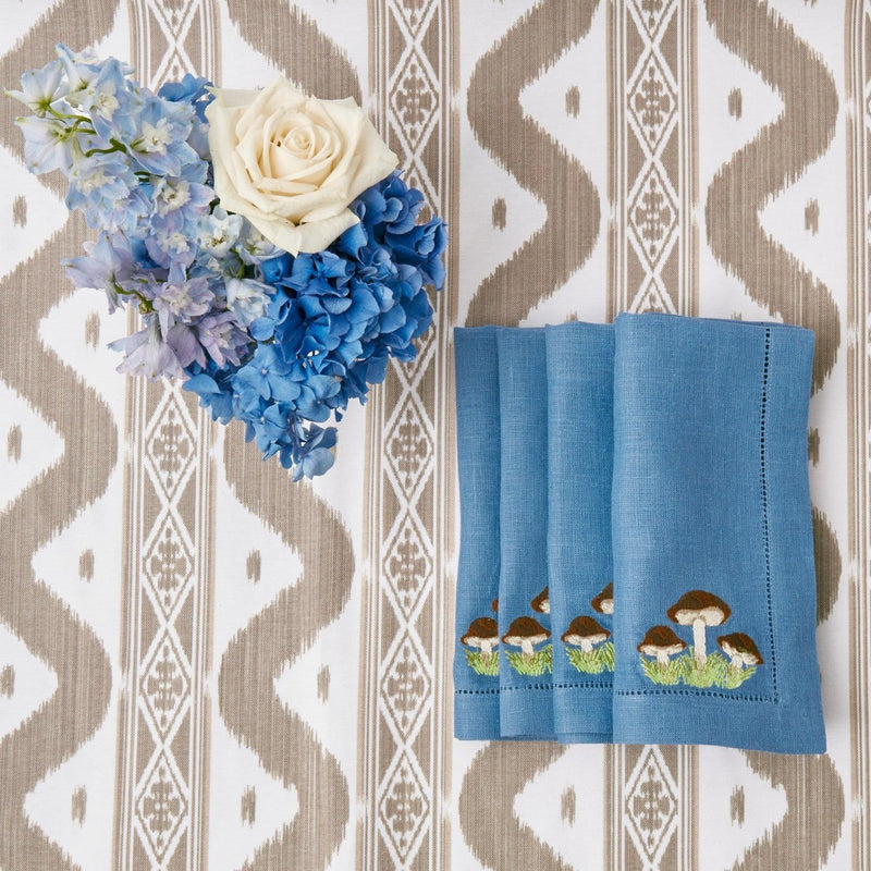 Mushroom Blue Linen Napkins (Set of 4) – Mrs. Alice