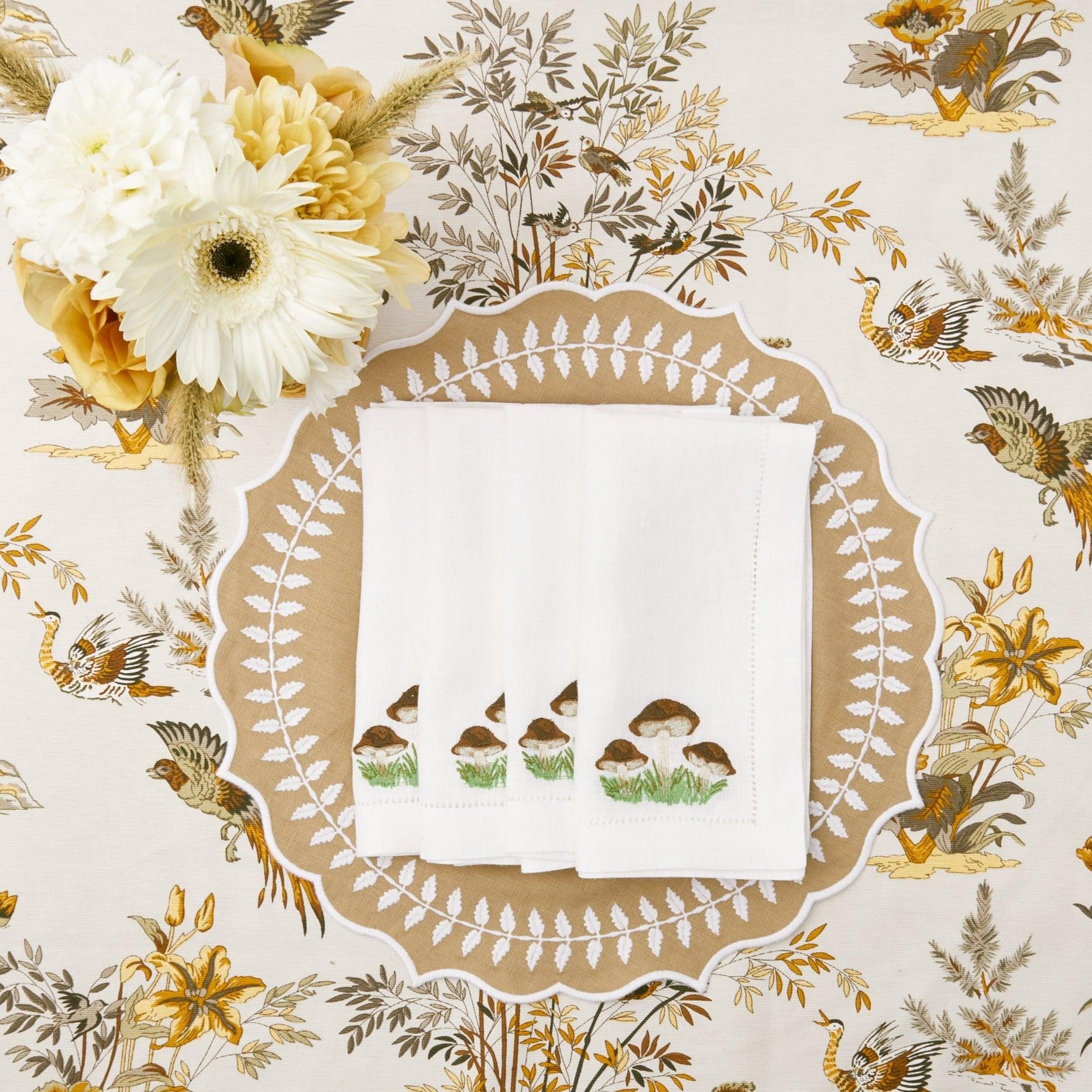 Classic chic: Mushroom White Linen Napkins collection.