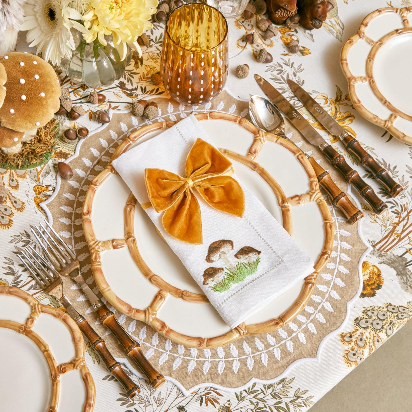 Sophisticated dining: Mushroom White Linen Napkins.