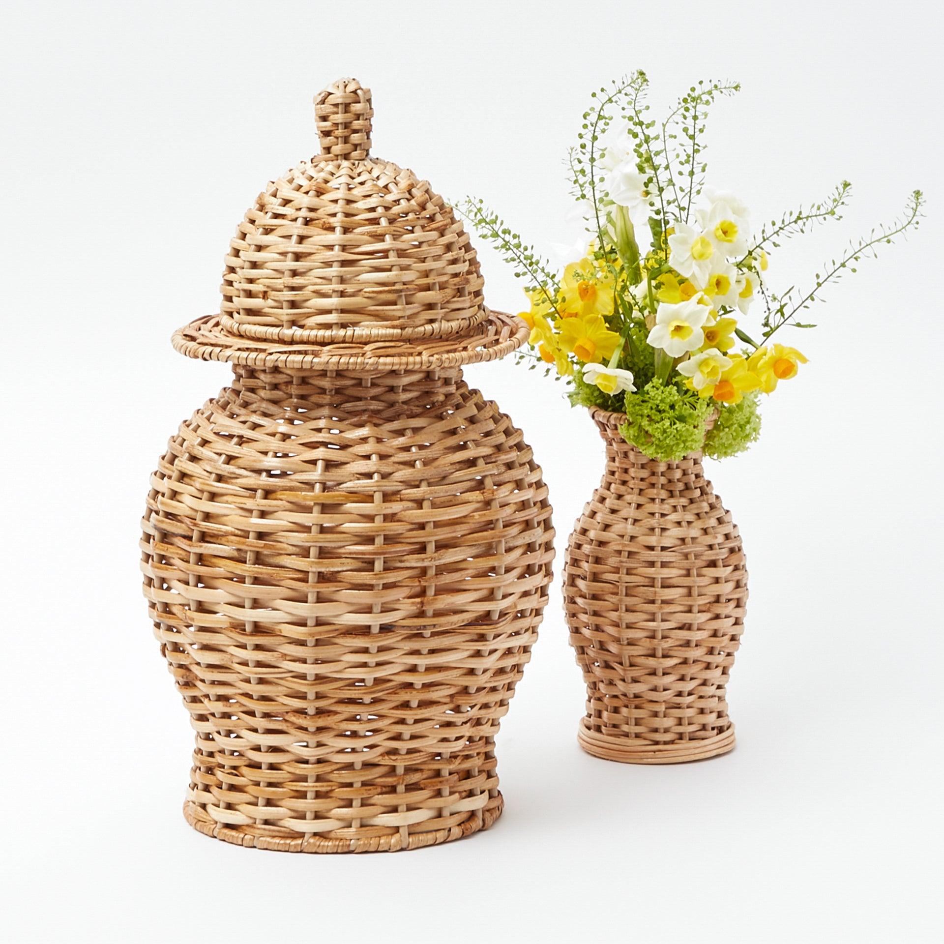 Natural Rattan Ginger Jar - Mrs. Alice