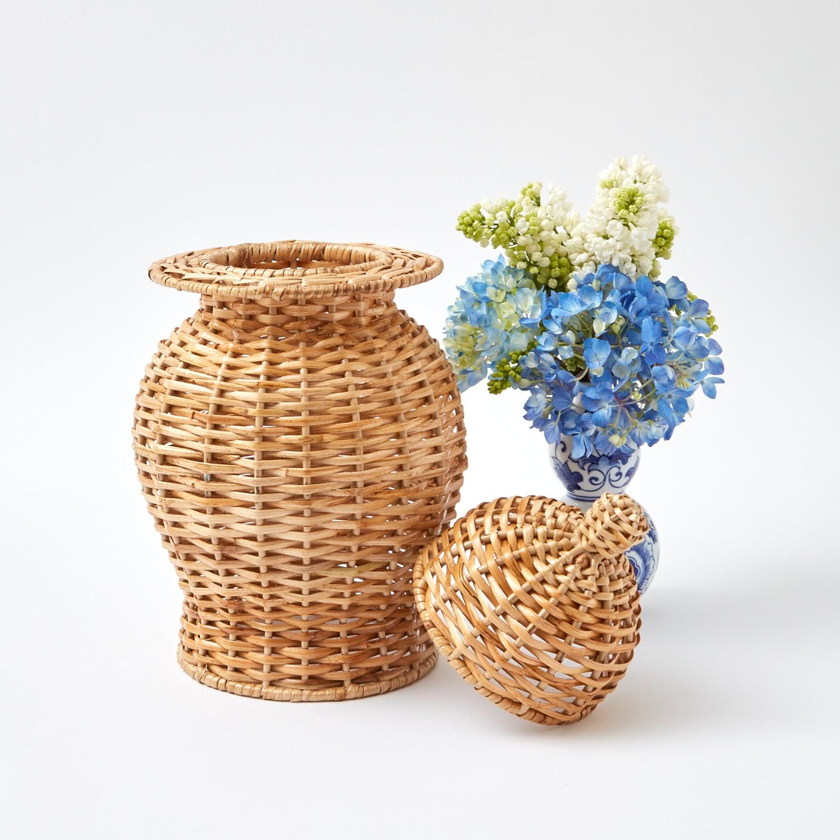 Natural Rattan Ginger Jar - Mrs. Alice