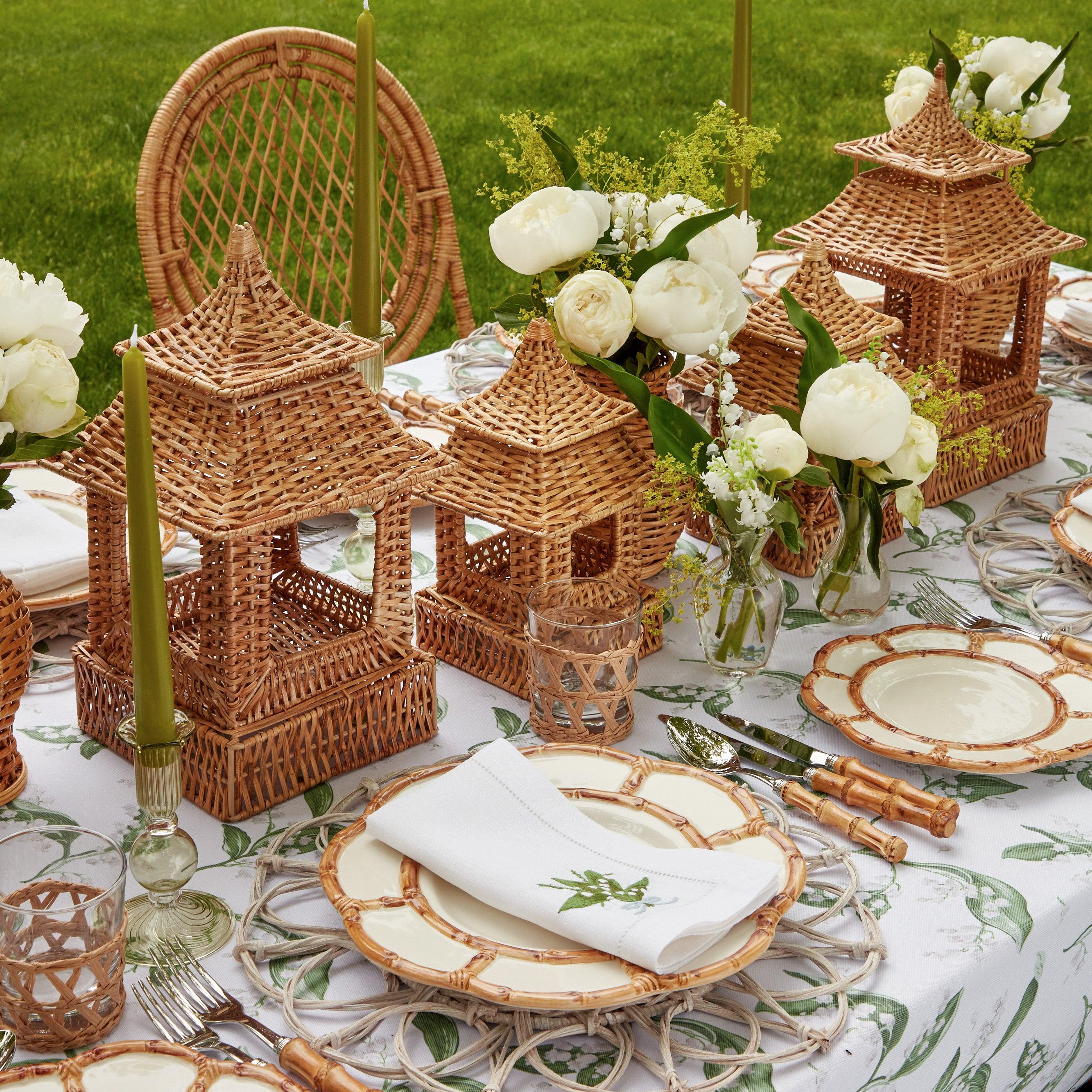 Rustic coastal charm: Rattan Pagoda Decoration Set.