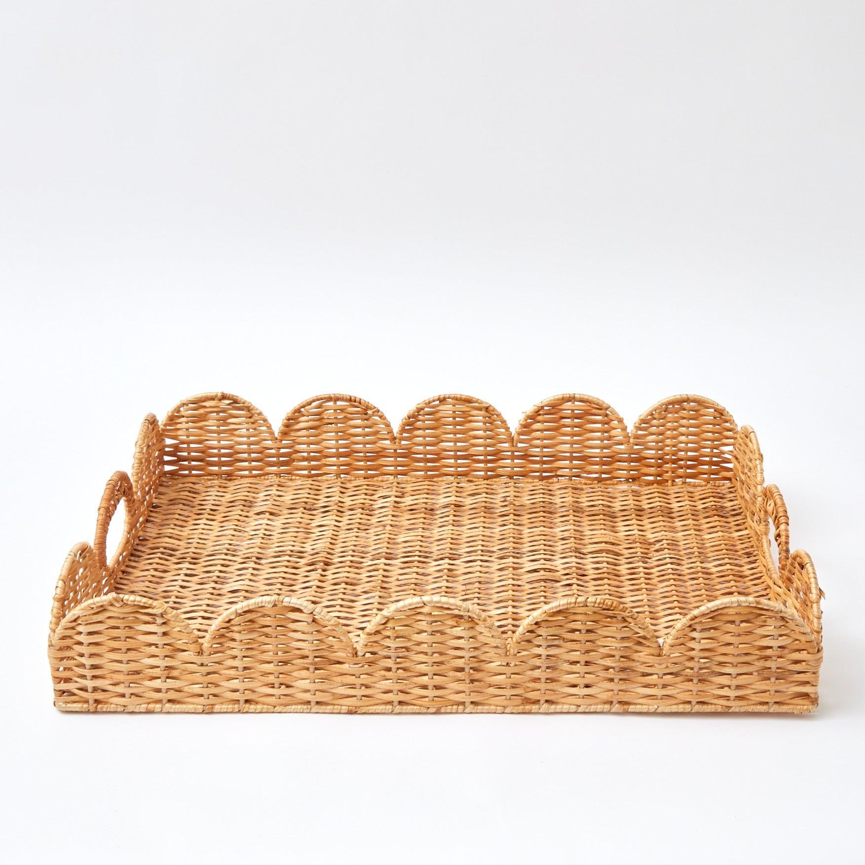 Natural Scalloped Rattan Tray - Mrs. Alice