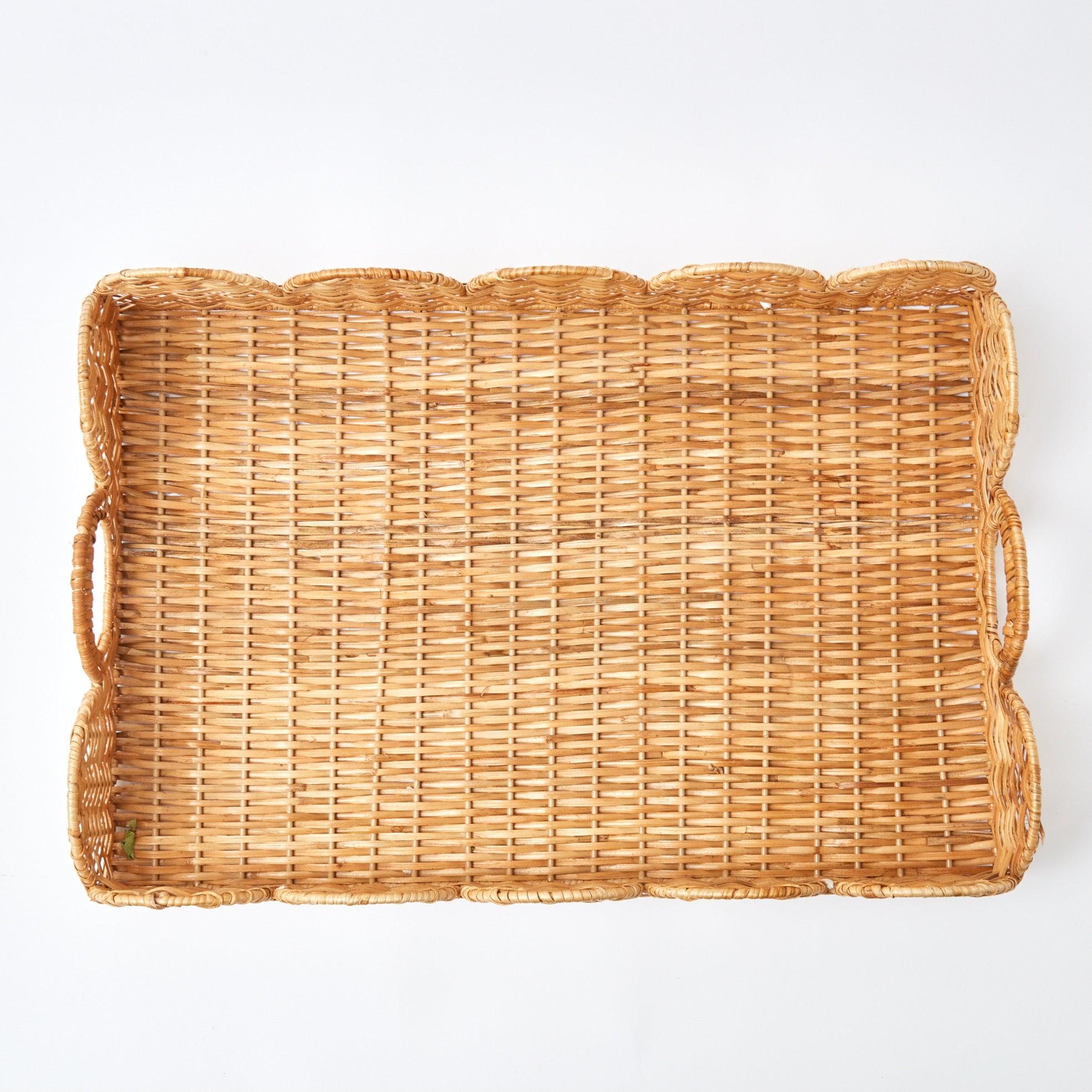 Natural Scalloped Rattan Tray - Mrs. Alice