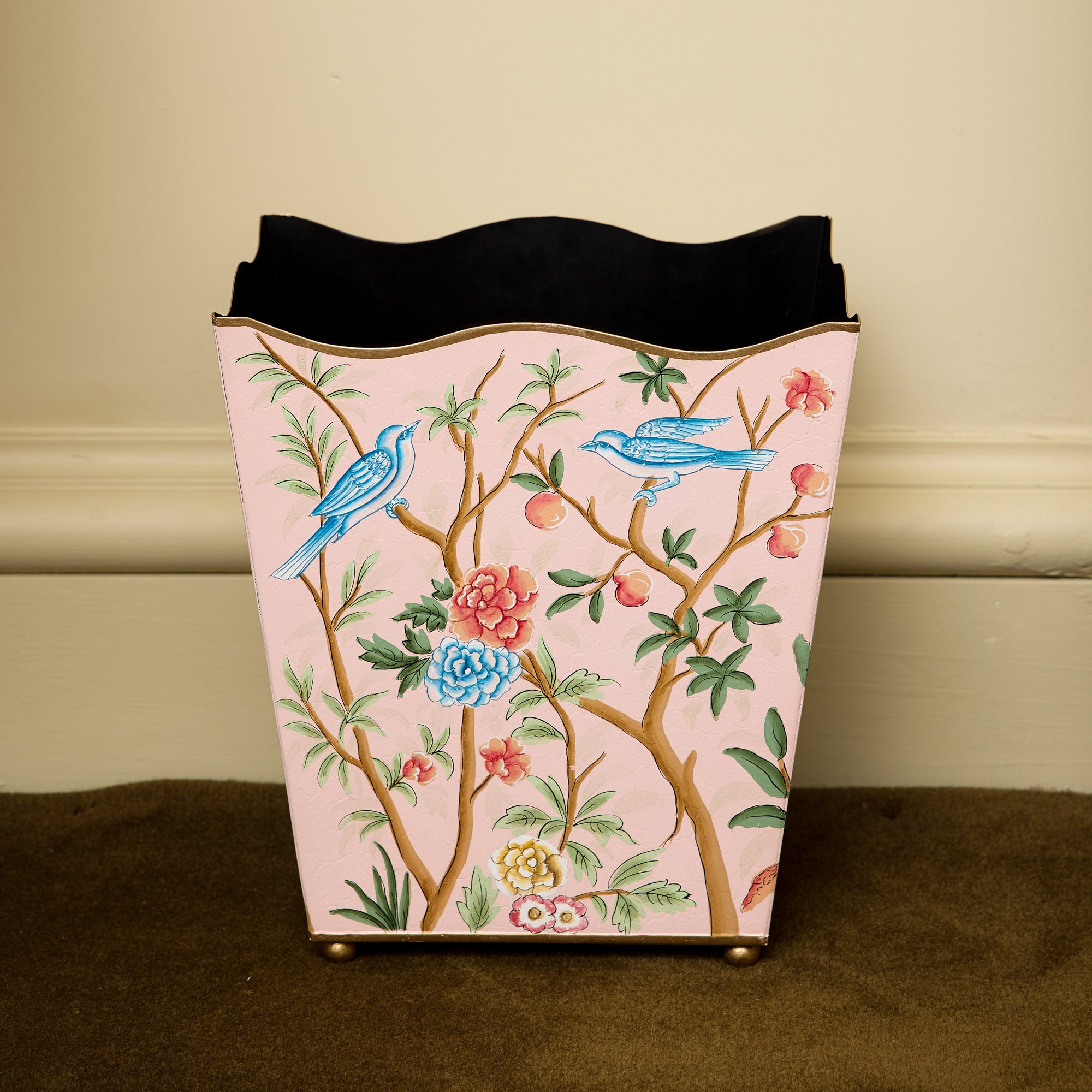 Pink Chinosierie Tole Bin