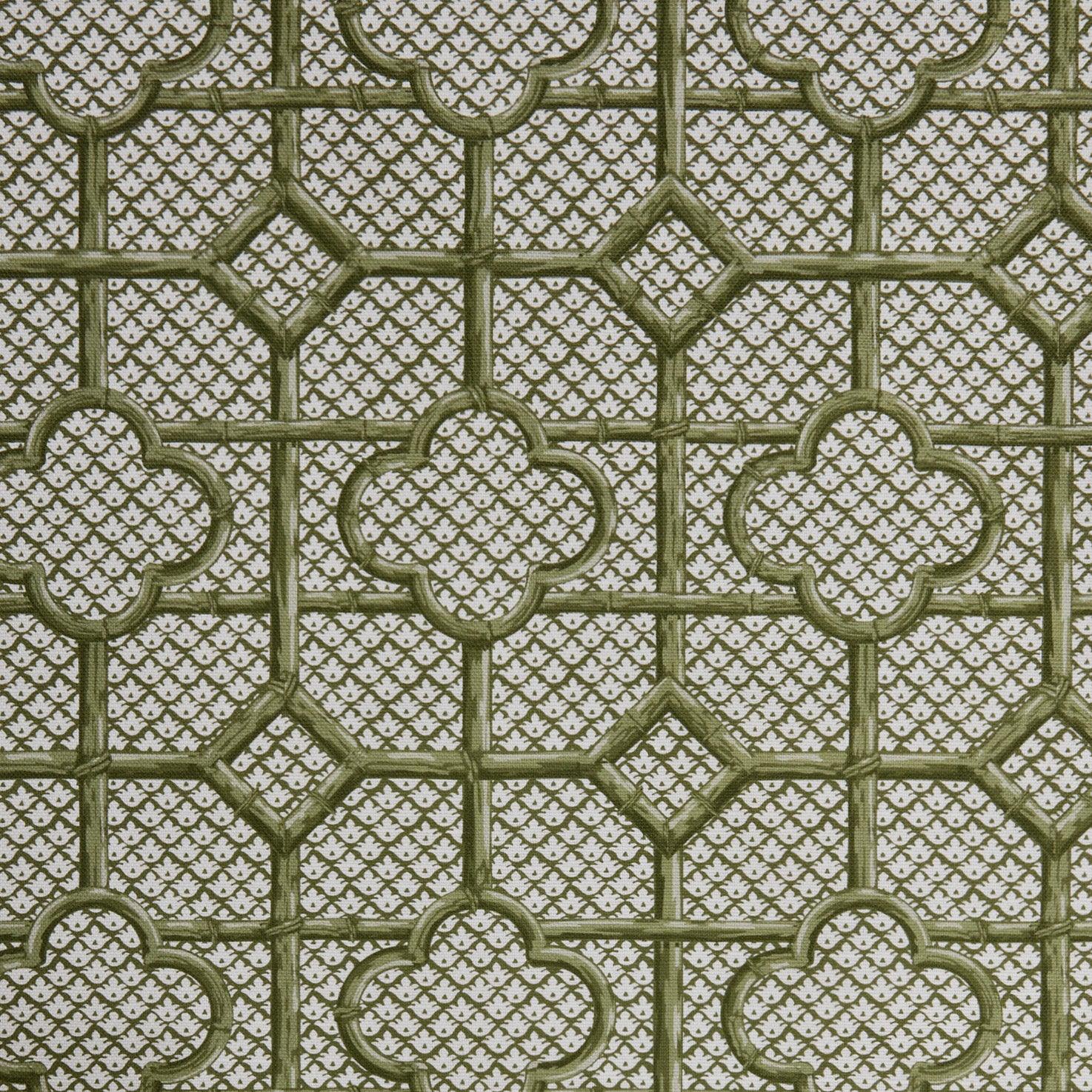 Olive Green Bamboo Trellis Fabric - Mrs. Alice