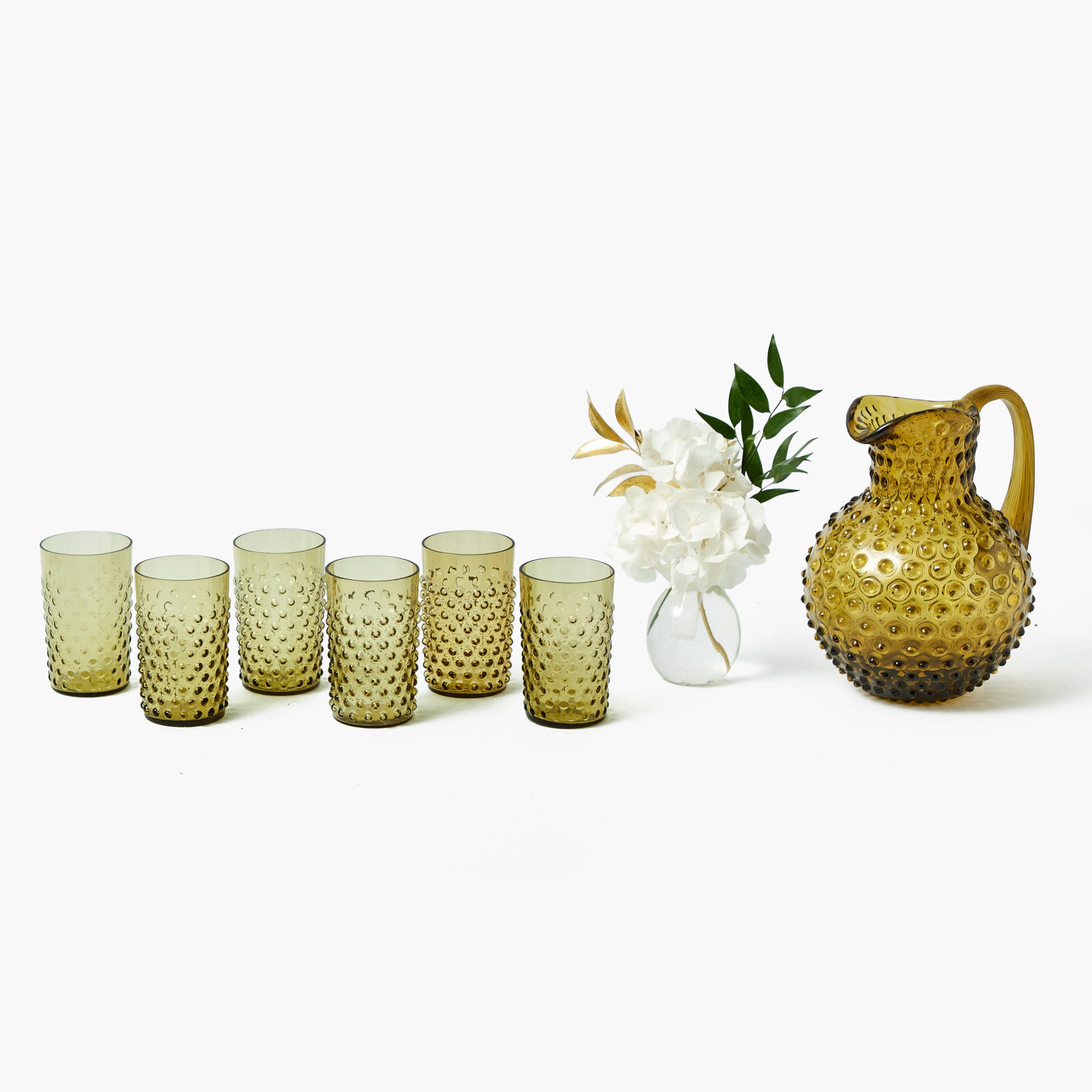 Olive Green Hobnail Jug