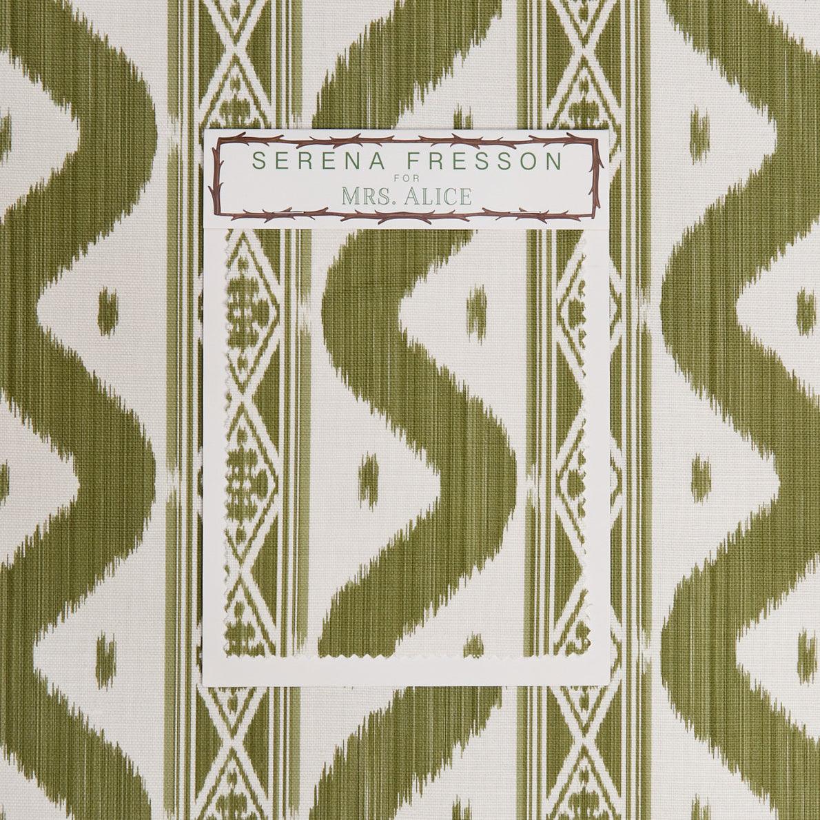 Olive Green Ikat Stripe Fabric - Mrs. Alice