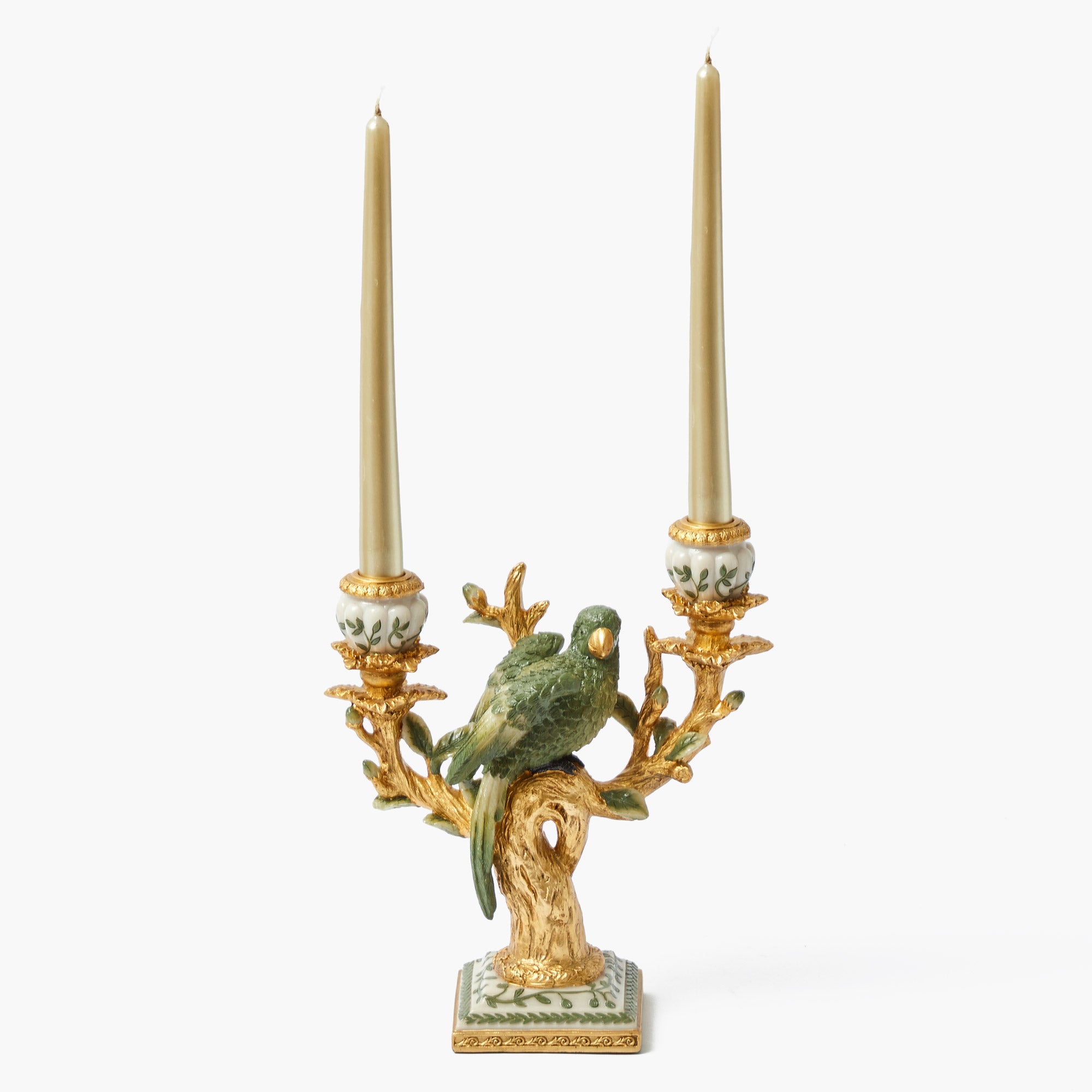 Olive Green Parrot Candelabra