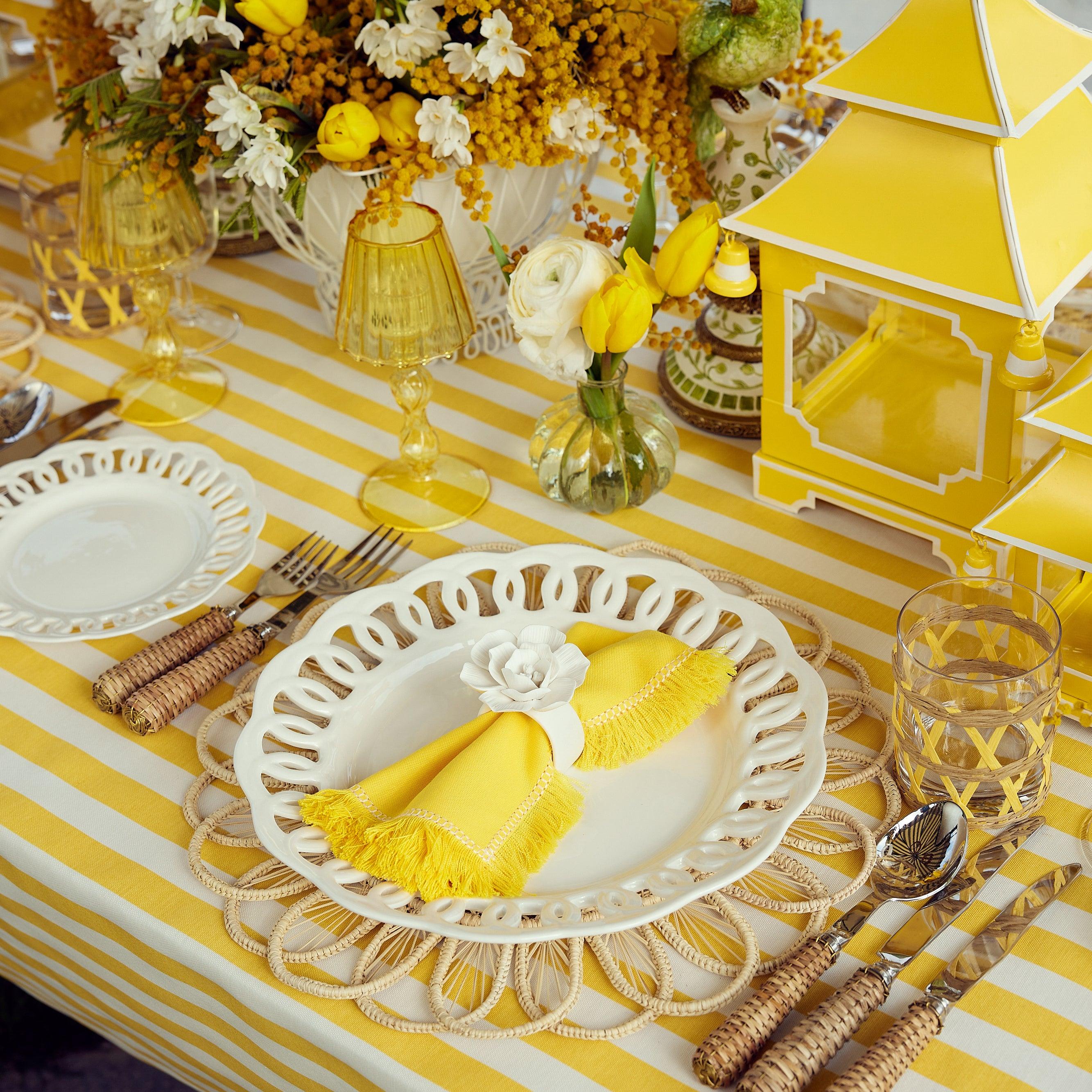 Passalacqua Yellow Stripe Tablecloth - Mrs. Alice