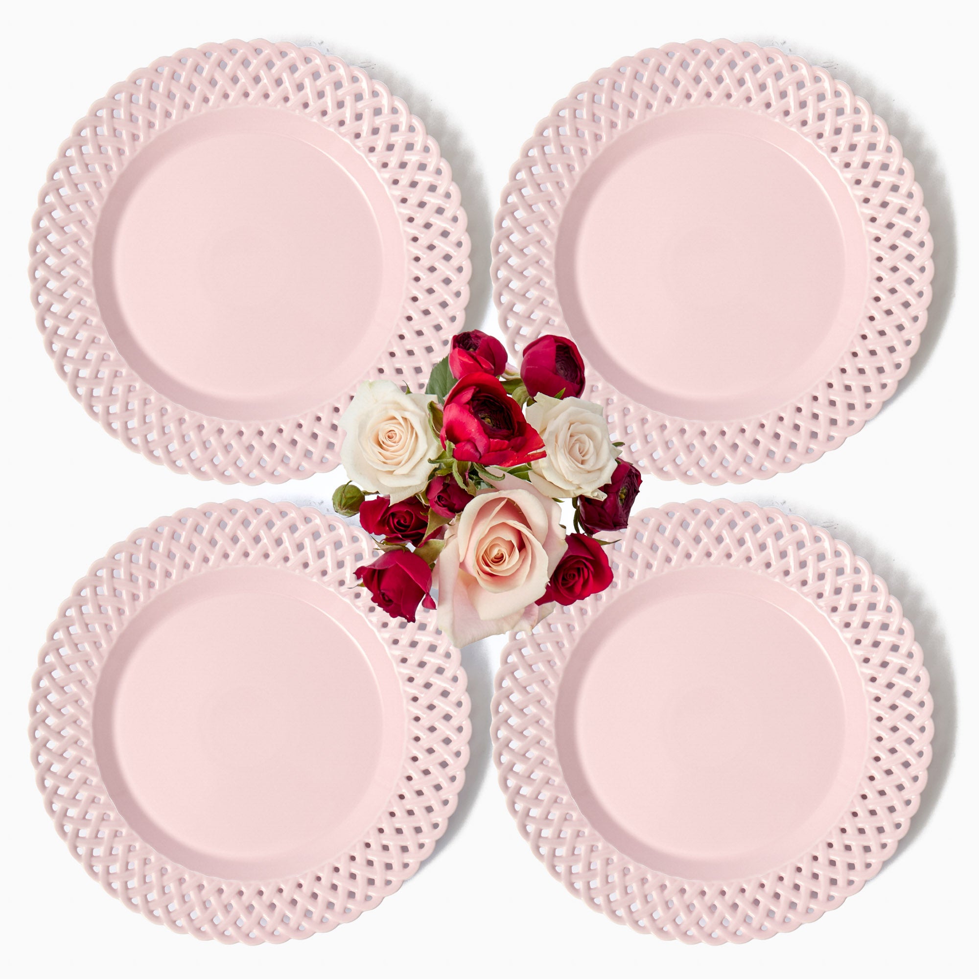 Pink Basketweave Dinner Plate (Set of 4)