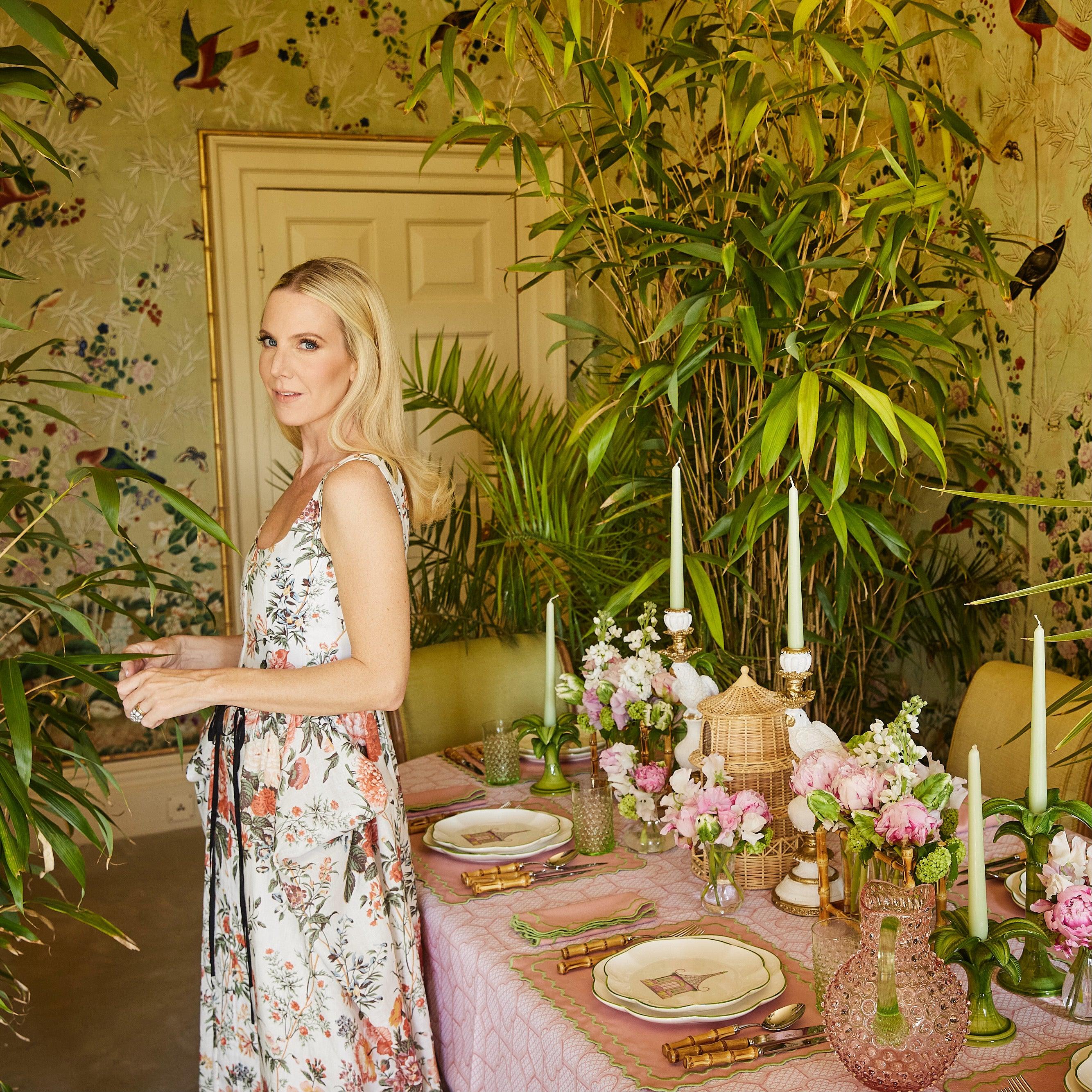 Pink & Green Pagoda Dinner Plate - Mrs. Alice