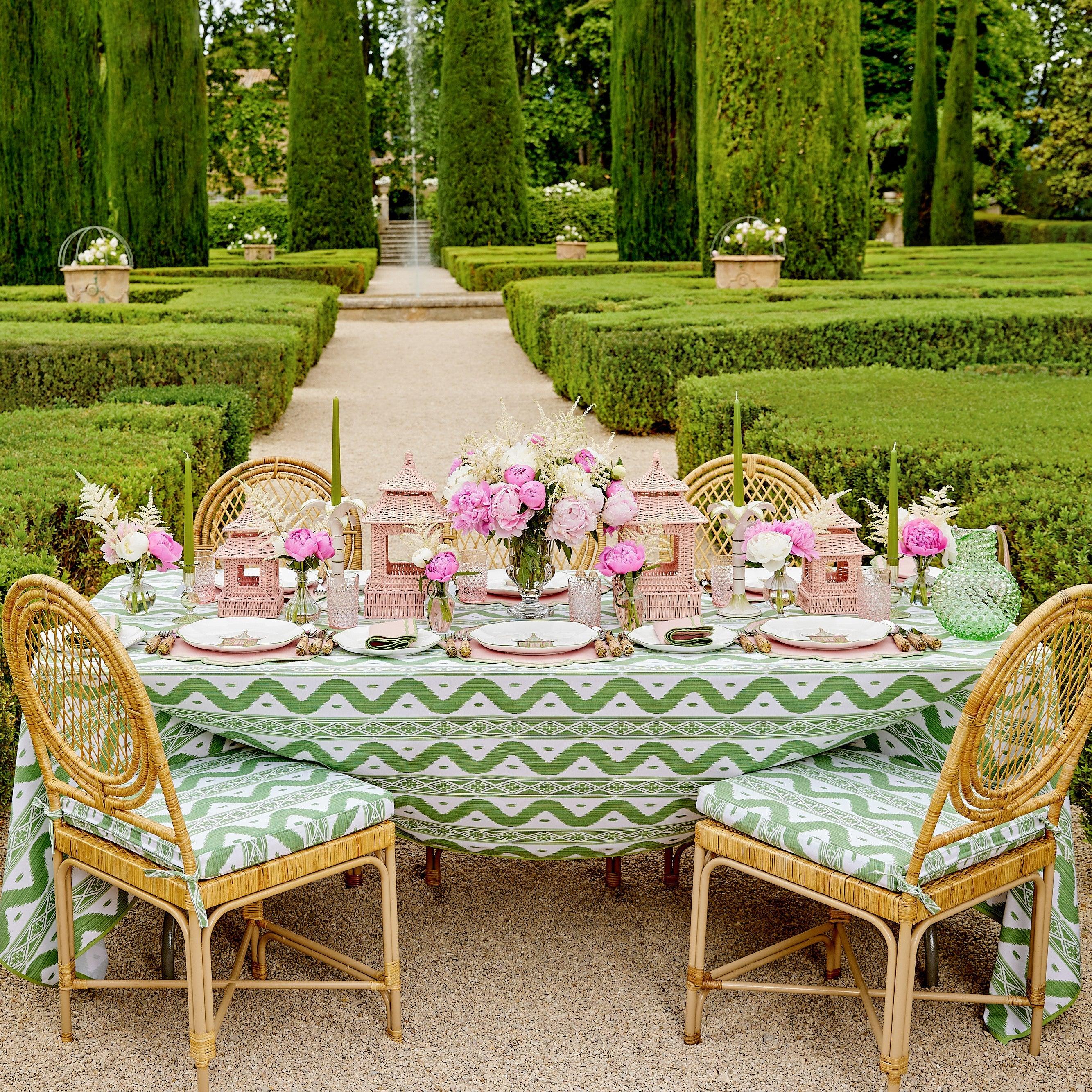 Pink & Green Pagoda Dinner Plate - Mrs. Alice