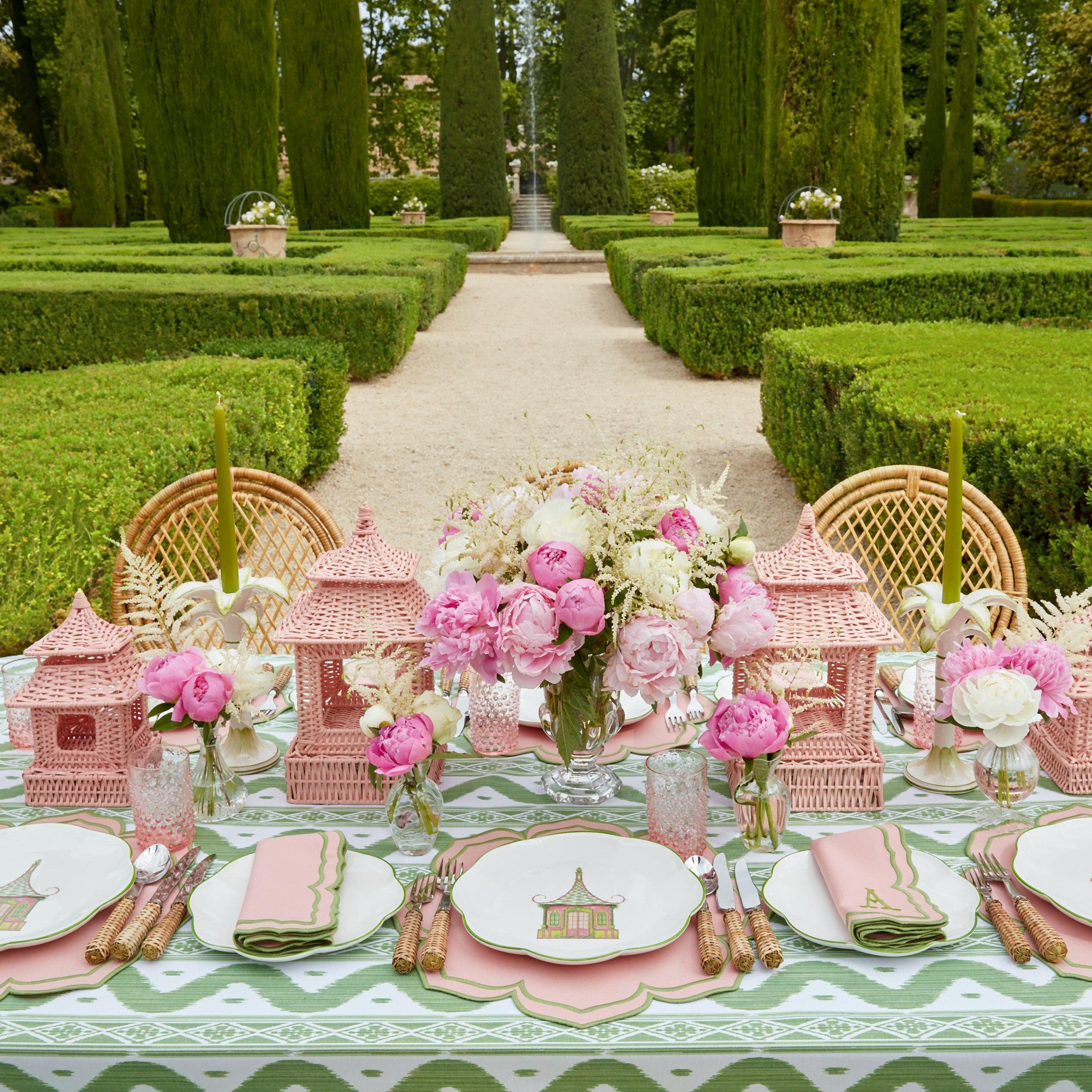 Pink & Green Pagoda Dinner Plate - Mrs. Alice