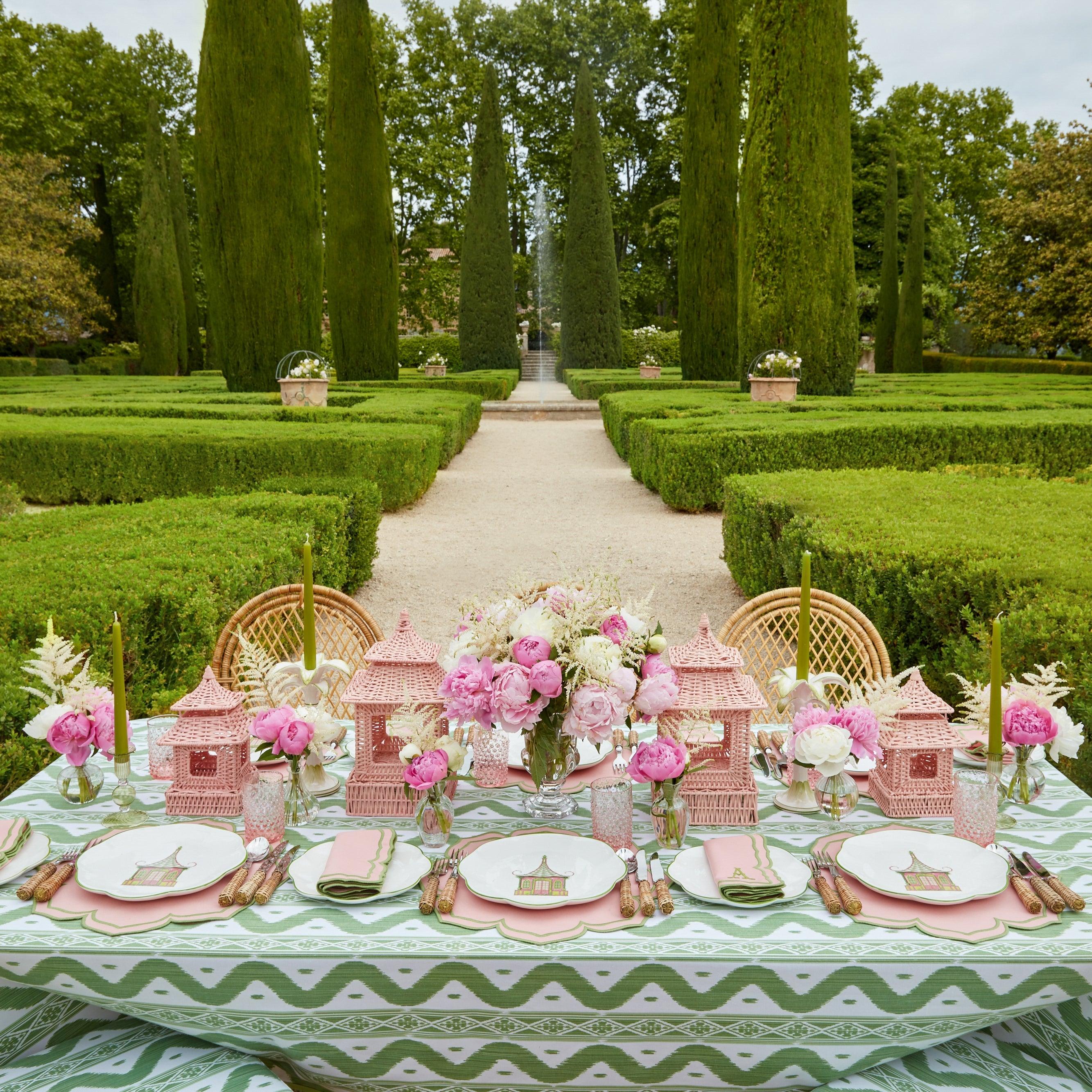 Pink & Green Pagoda Dinner Plate - Mrs. Alice